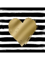 Serviettes en Papier Heart & Stripes Black Gold 33*33