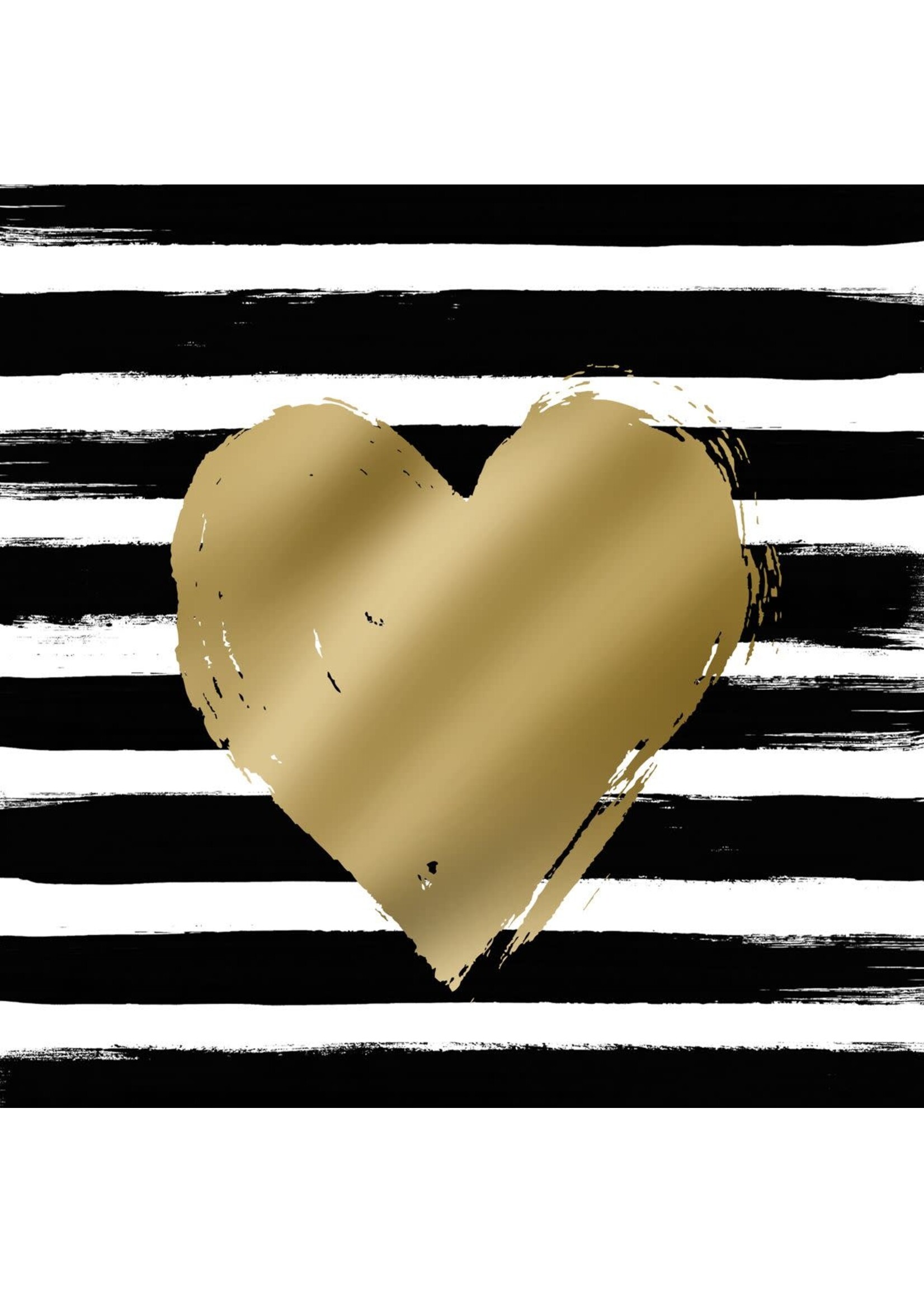 Serviettes en Papier Heart & Stripes Black Gold 33*33