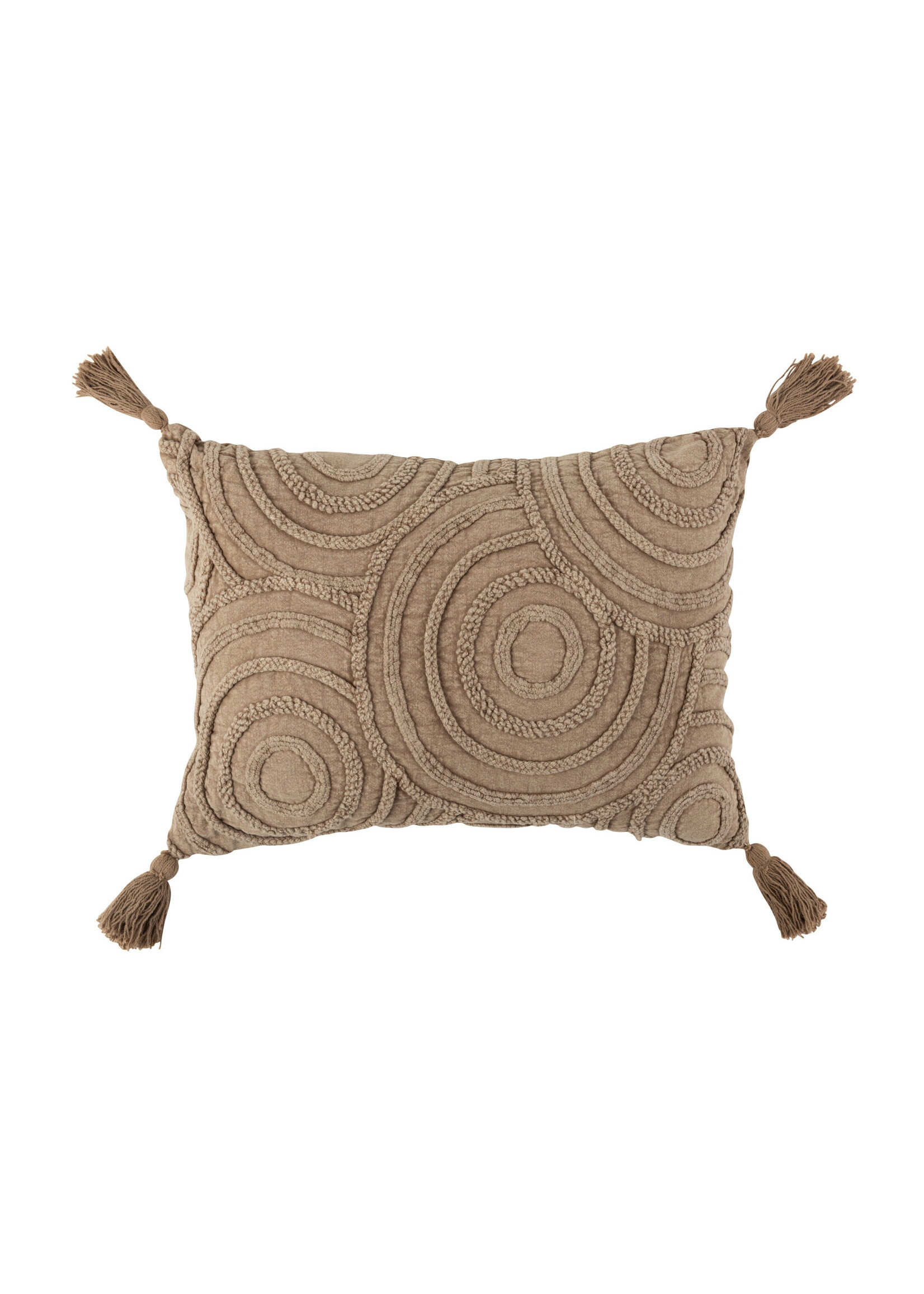 Coussin Coton Recyclé Beige Cercles 75*50