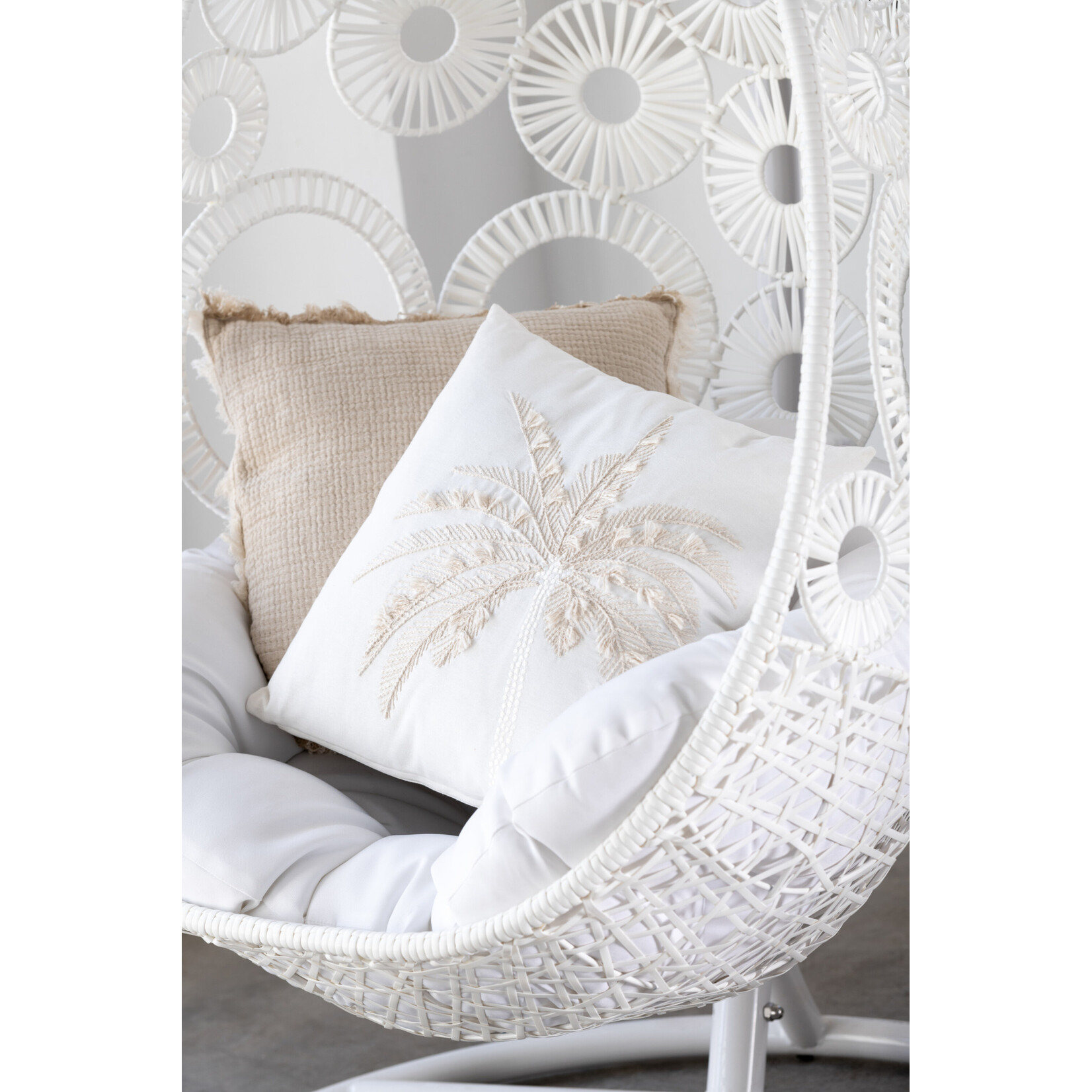 Coussin Palmier Blanc Beige 45*45 cm
