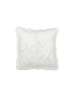 Coussin brodé Fleurs Blanc