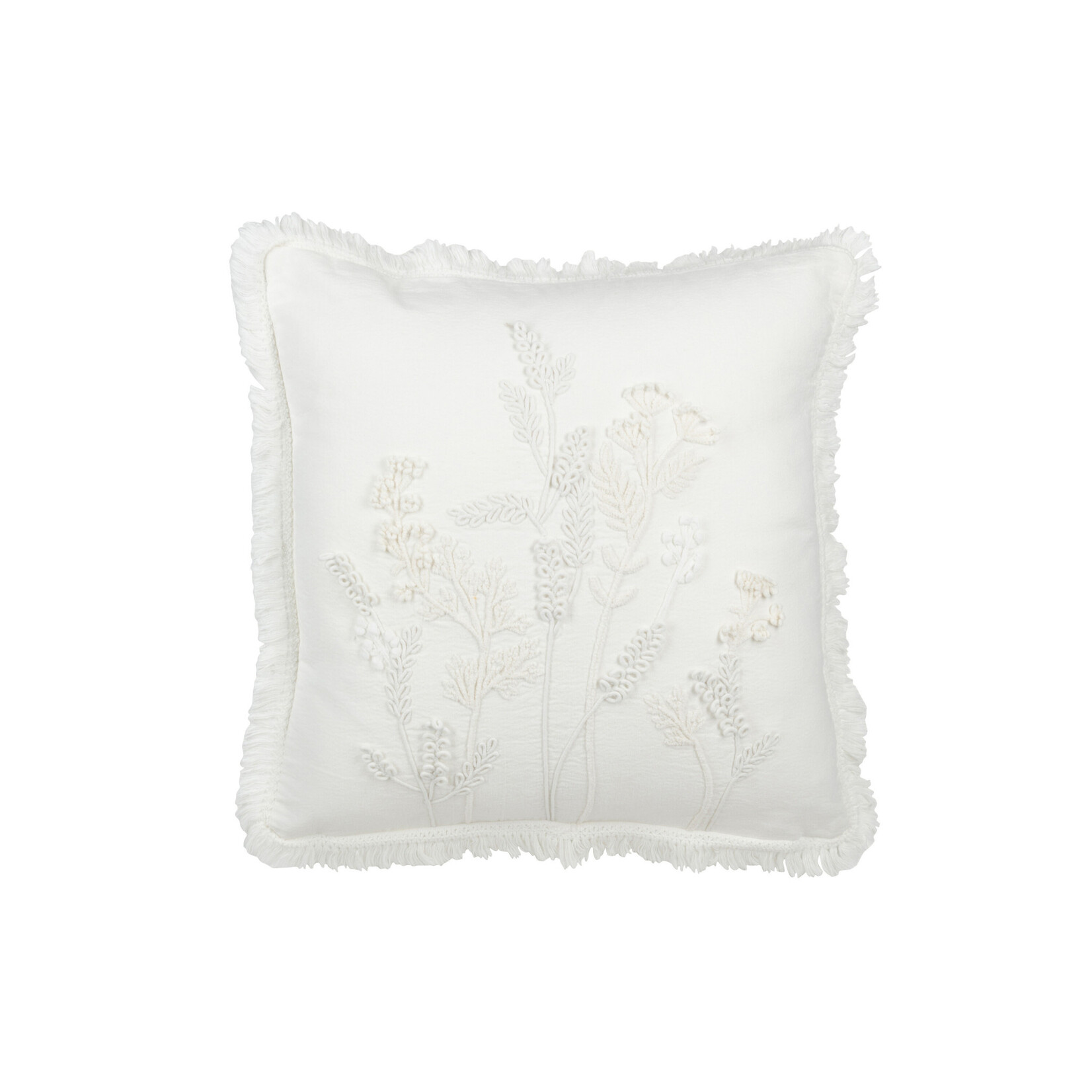 Coussin brodé Fleurs Blanc 52*52 cm