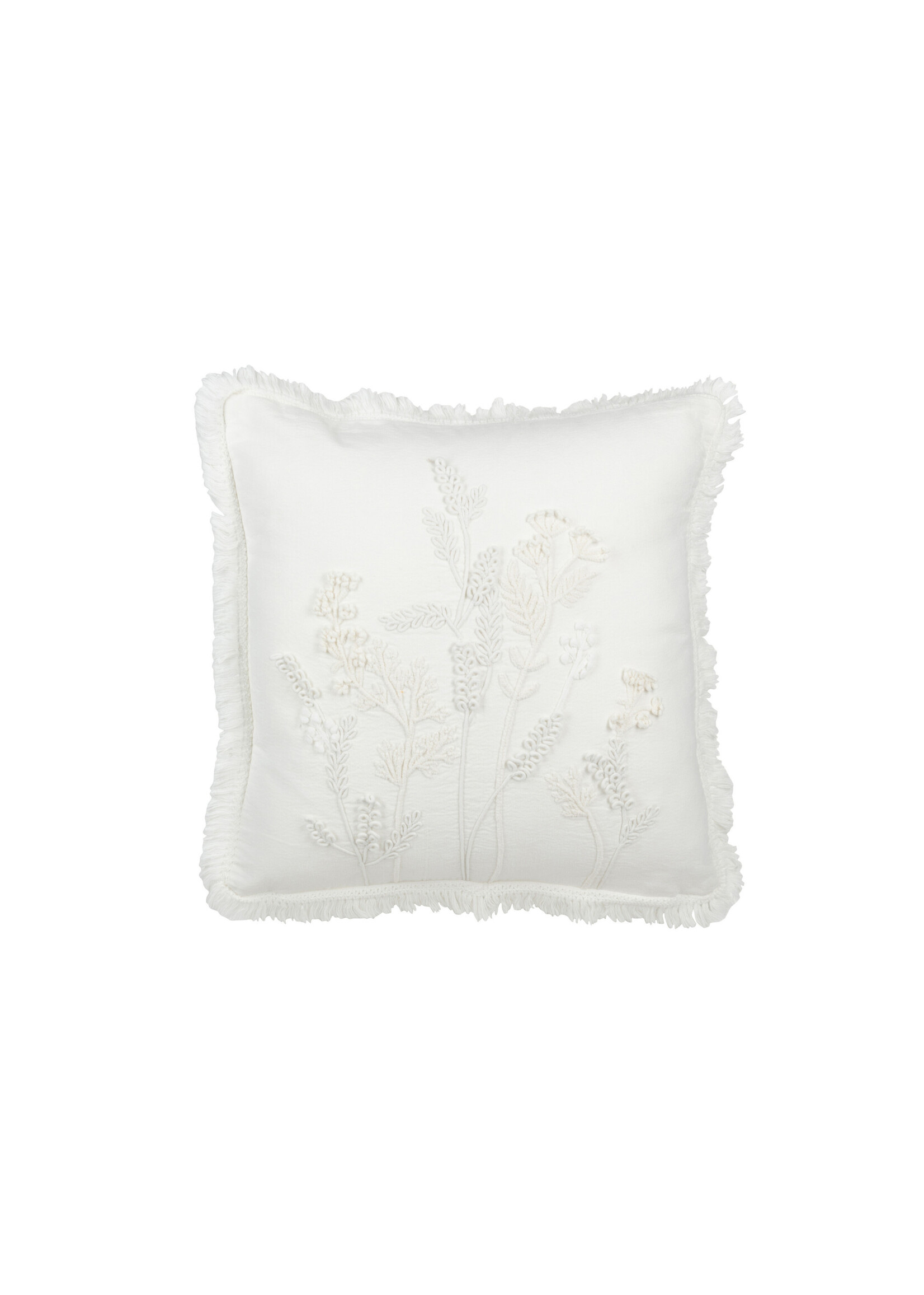 Coussin brodé Fleurs Blanc 52*52 cm