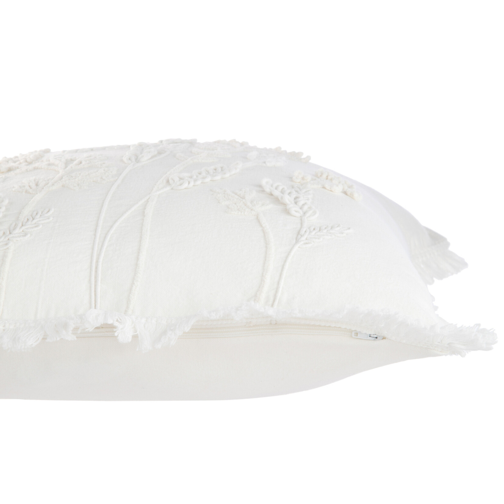 Coussin brodé Fleurs Blanc 52*52 cm