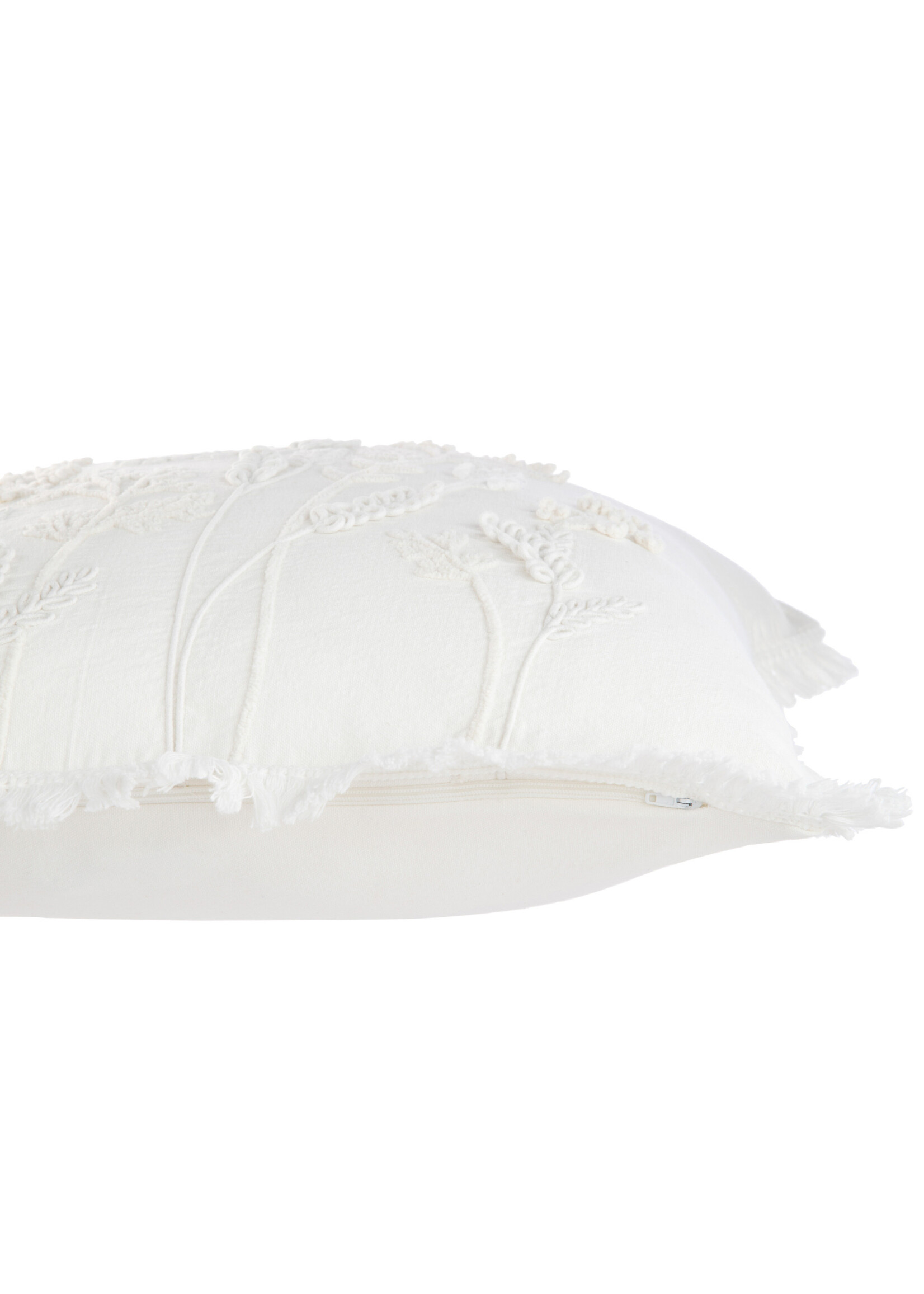Coussin brodé Fleurs Blanc 52*52 cm