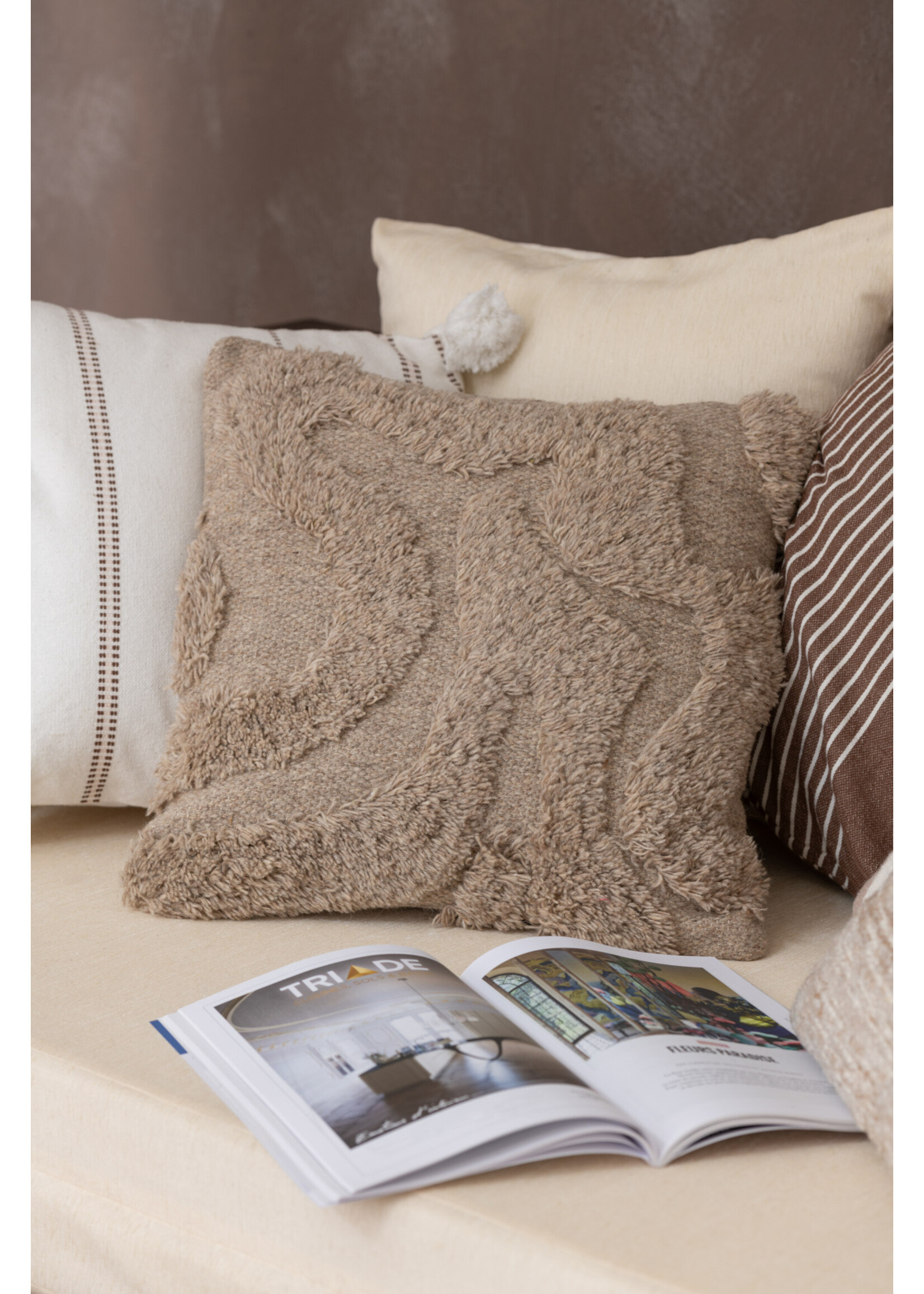 Coussin Tufté Courbes Beige 45*45 cm