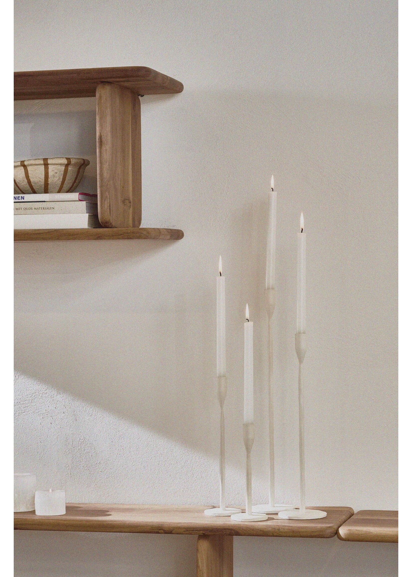 Pomax Lizzie Bougeoir Aluminium Blanc Cassé 8*20,5 cm