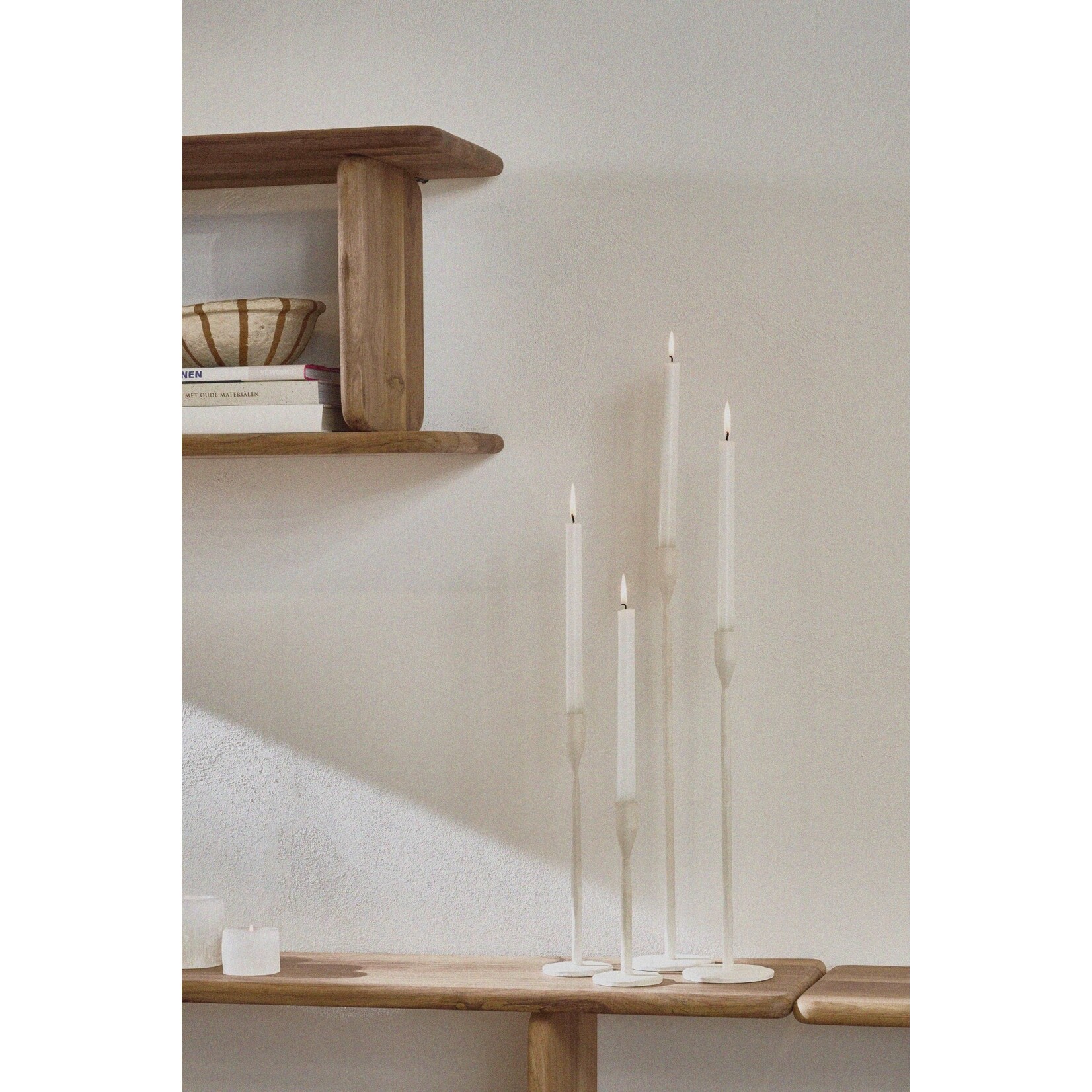 Pomax Lizzie Bougeoir Aluminium Blanc Cassé 10*40 cm