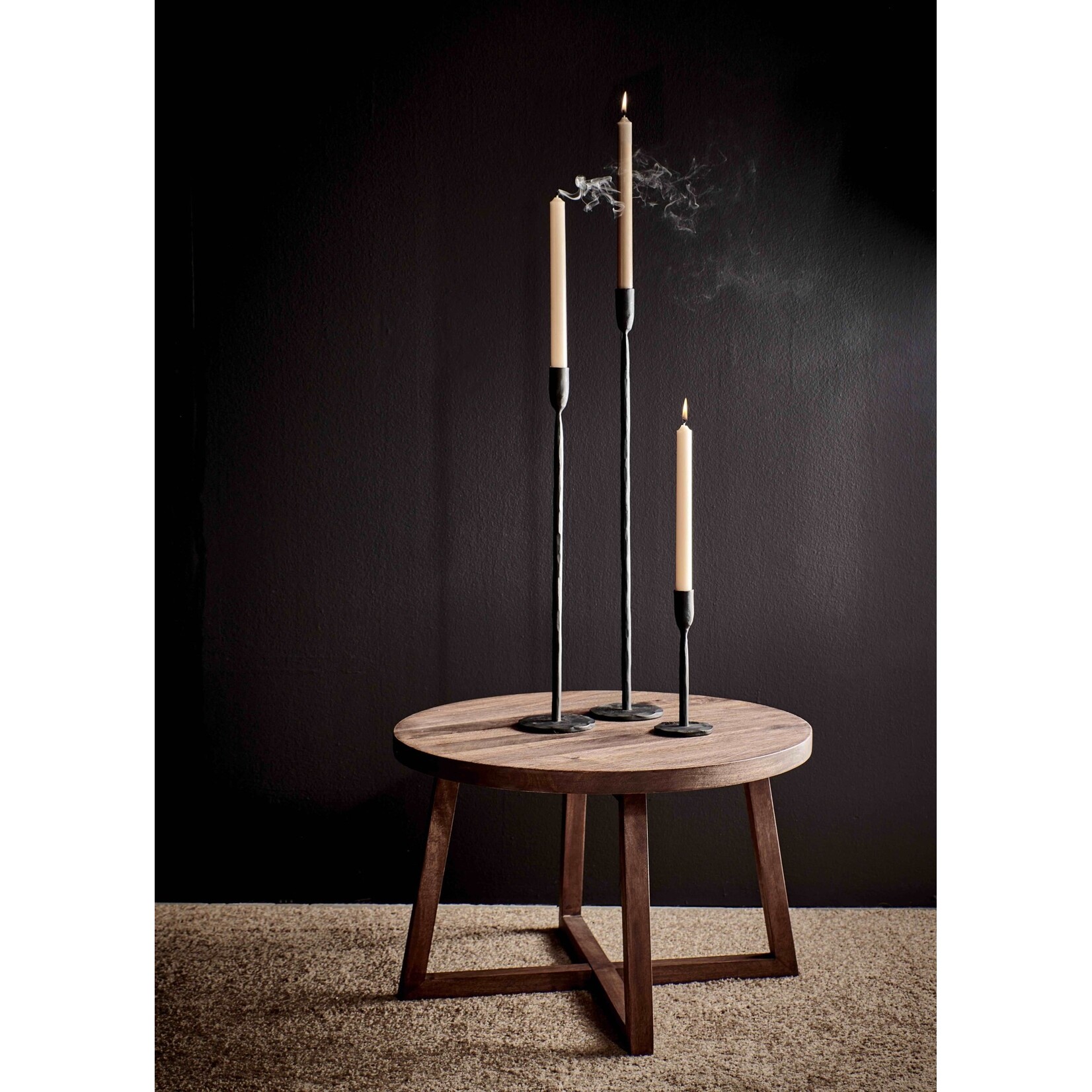 Pomax Lizzie Bougeoir Aluminium Noir 10*40 cm