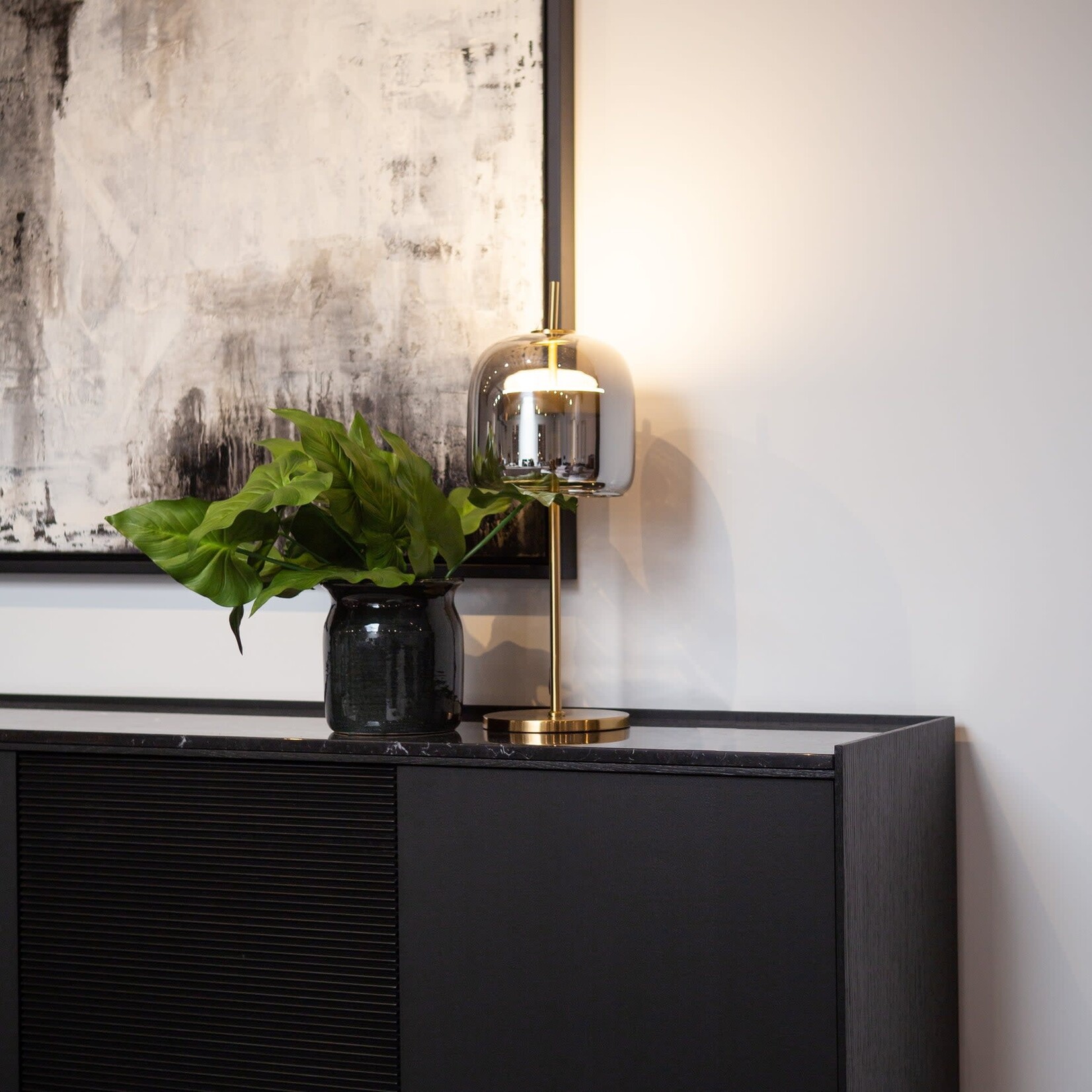 Lampe de Table Ghandia Doré Mat Verre Fumé