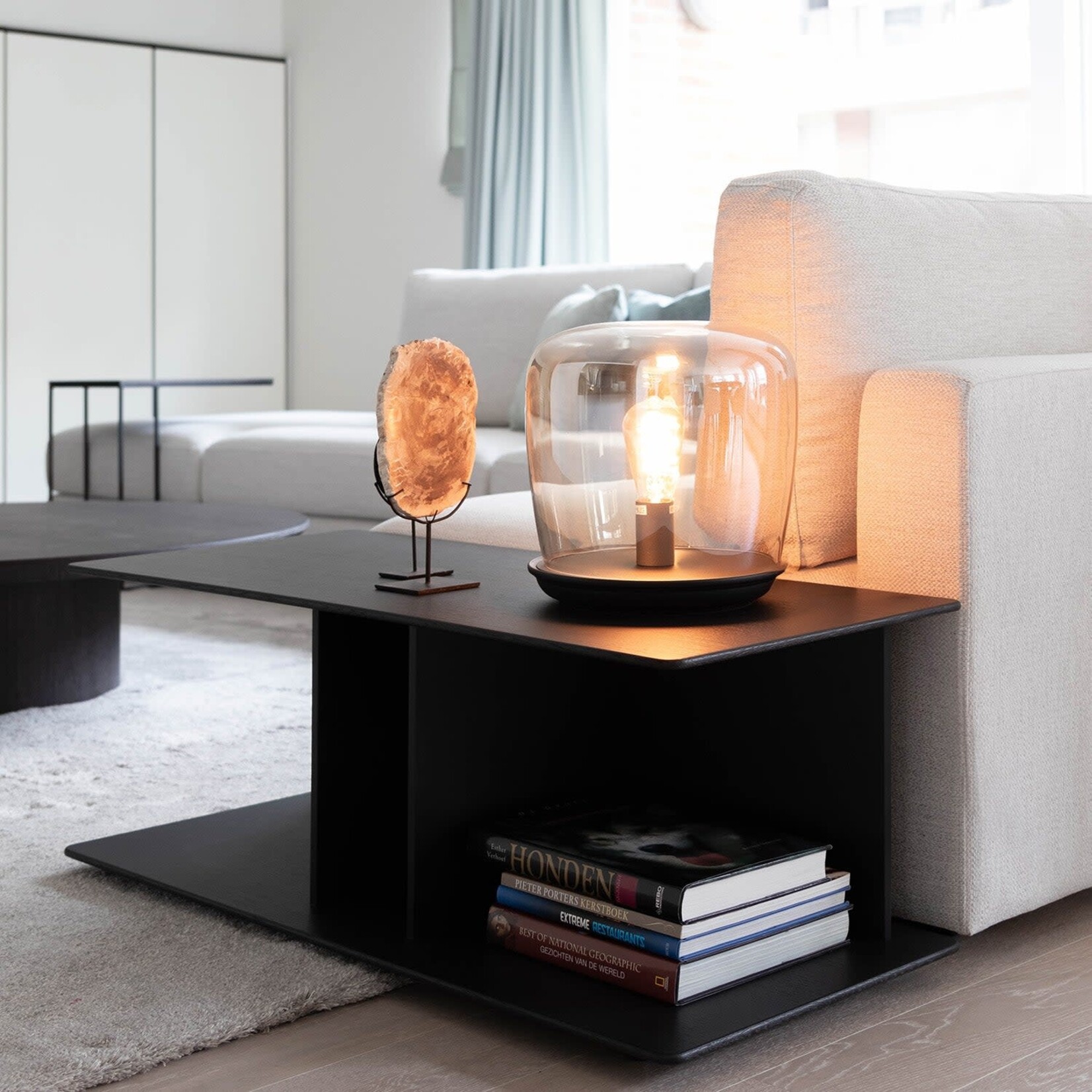 Lampe de Table Unami Noir Verre Fumé SANS AMPOULE