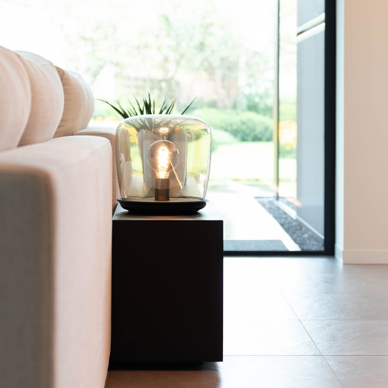 Lampe de Table Unami Noir Verre Fumé SANS AMPOULE