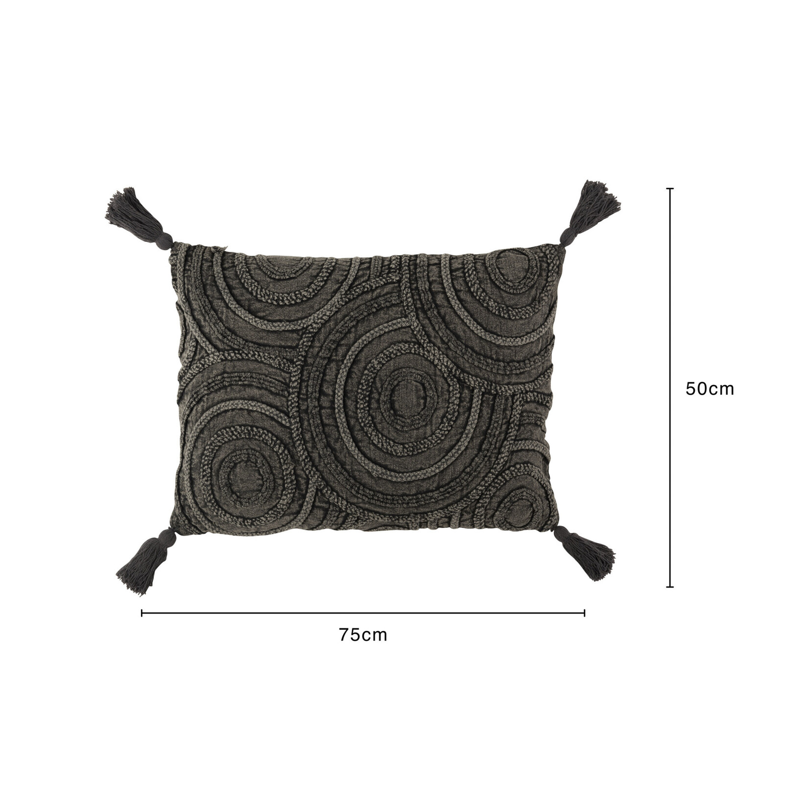 Coussin Coton Recyclé Gris Cercles 75*50