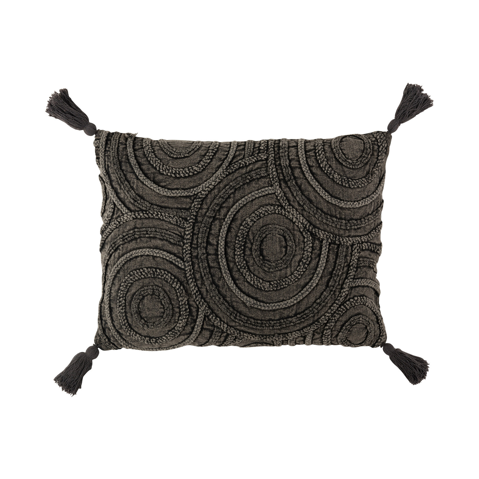 Coussin Coton Recyclé Gris Cercles 75*50