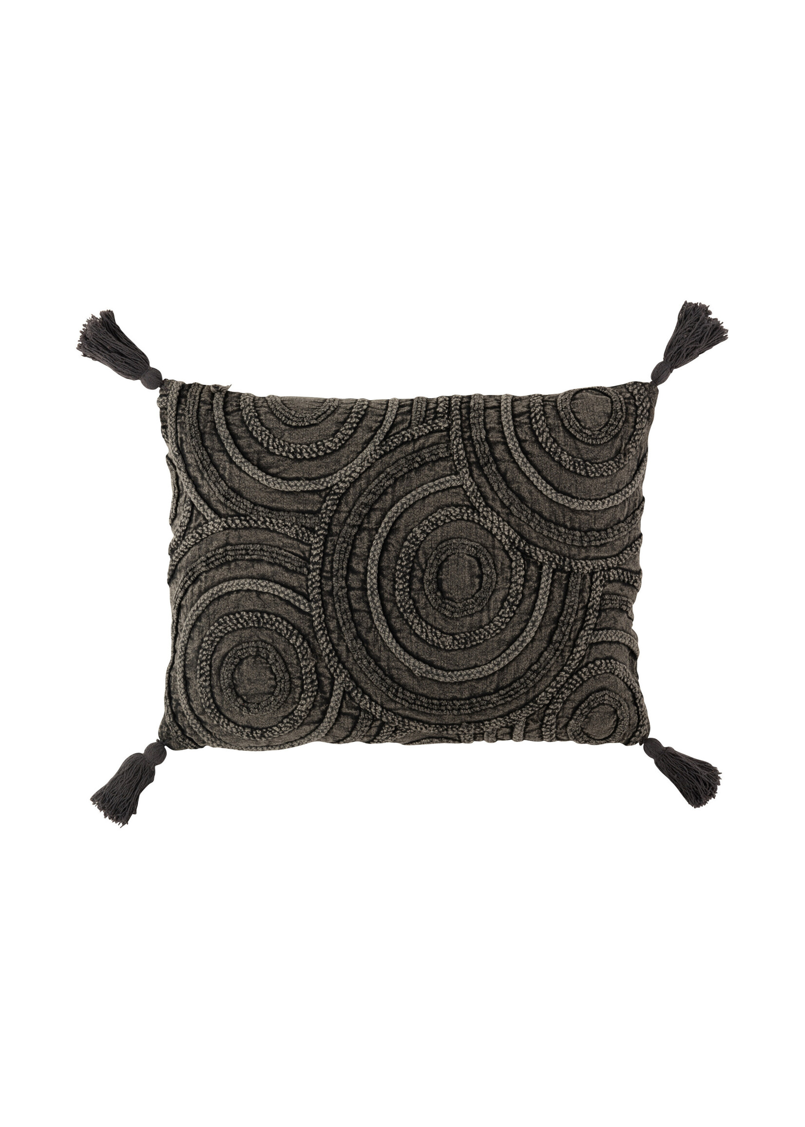 Coussin Coton Recyclé Gris Cercles 75*50