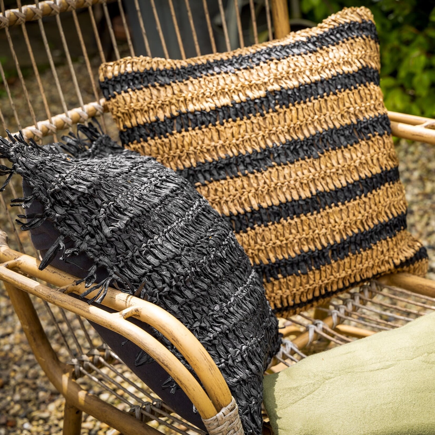 Bivouac Coussin Raphia Rayé 45*45