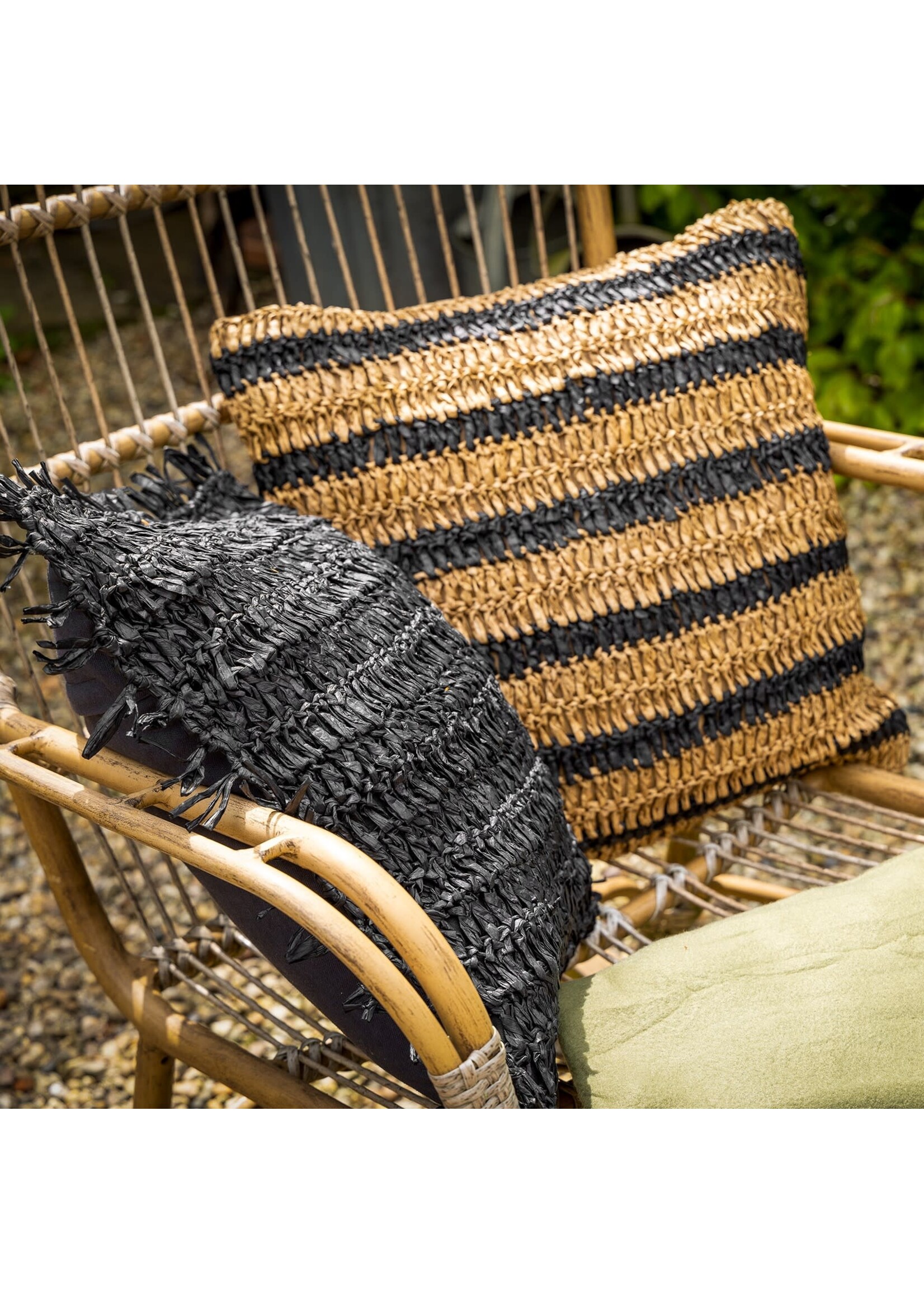 Bivouac Coussin Raphia Rayé 45*45
