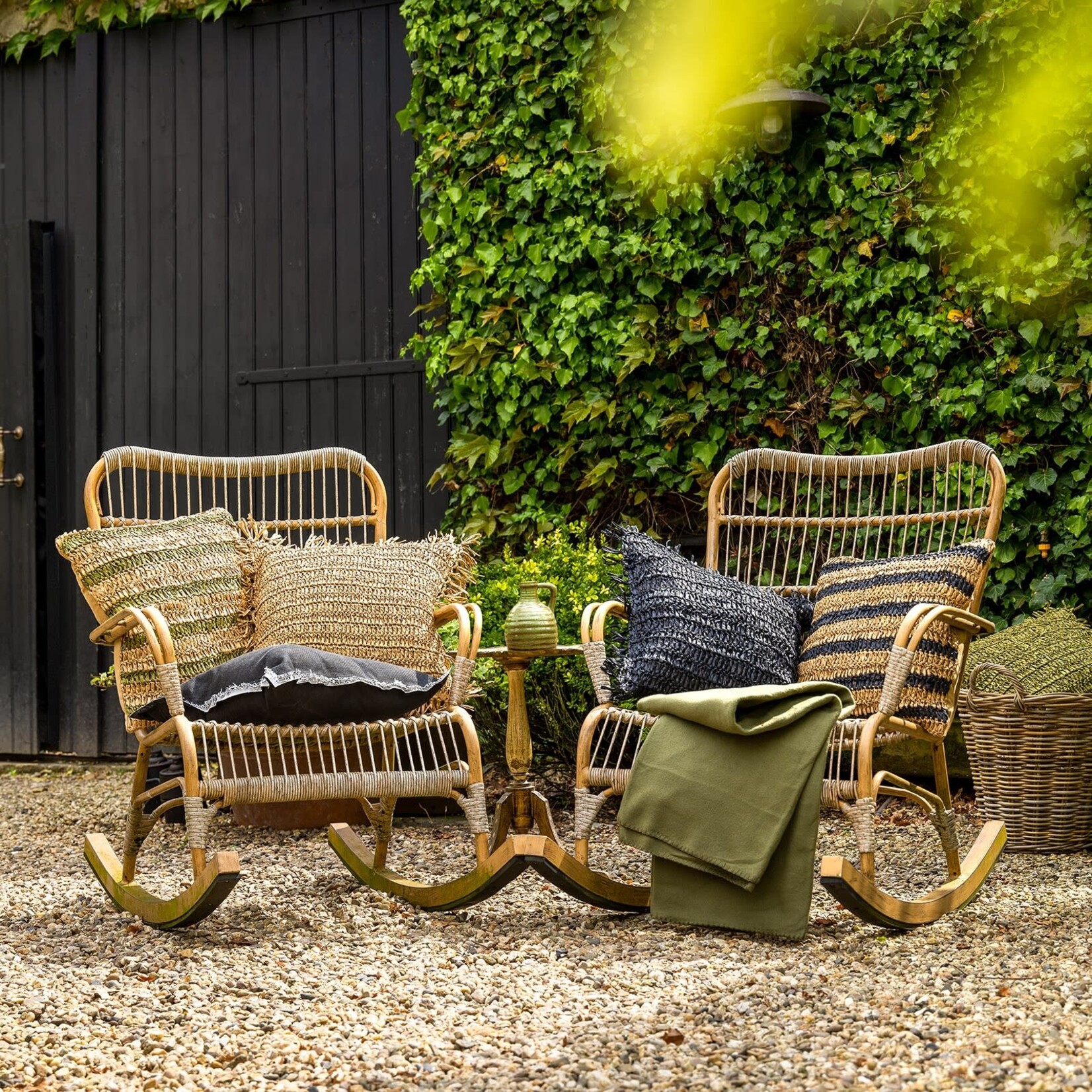 Bivouac Coussin Raphia Noir 45*45