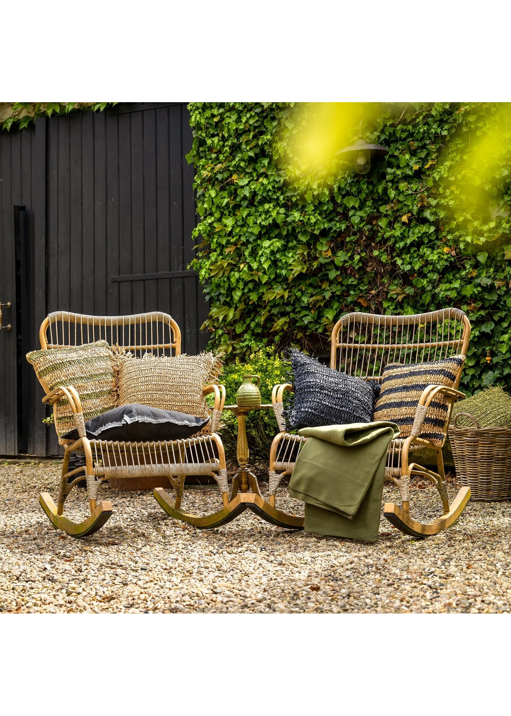 Bivouac Coussin Raphia Noir 45*45