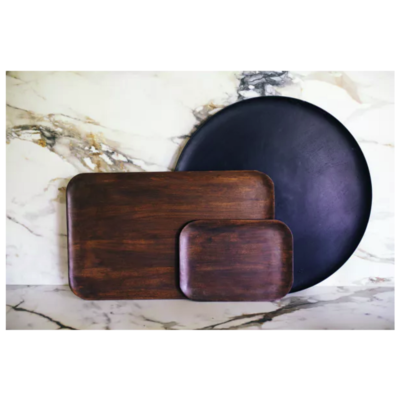 Pomax Maclear Plateau Acacia Noir Dia 50 cm