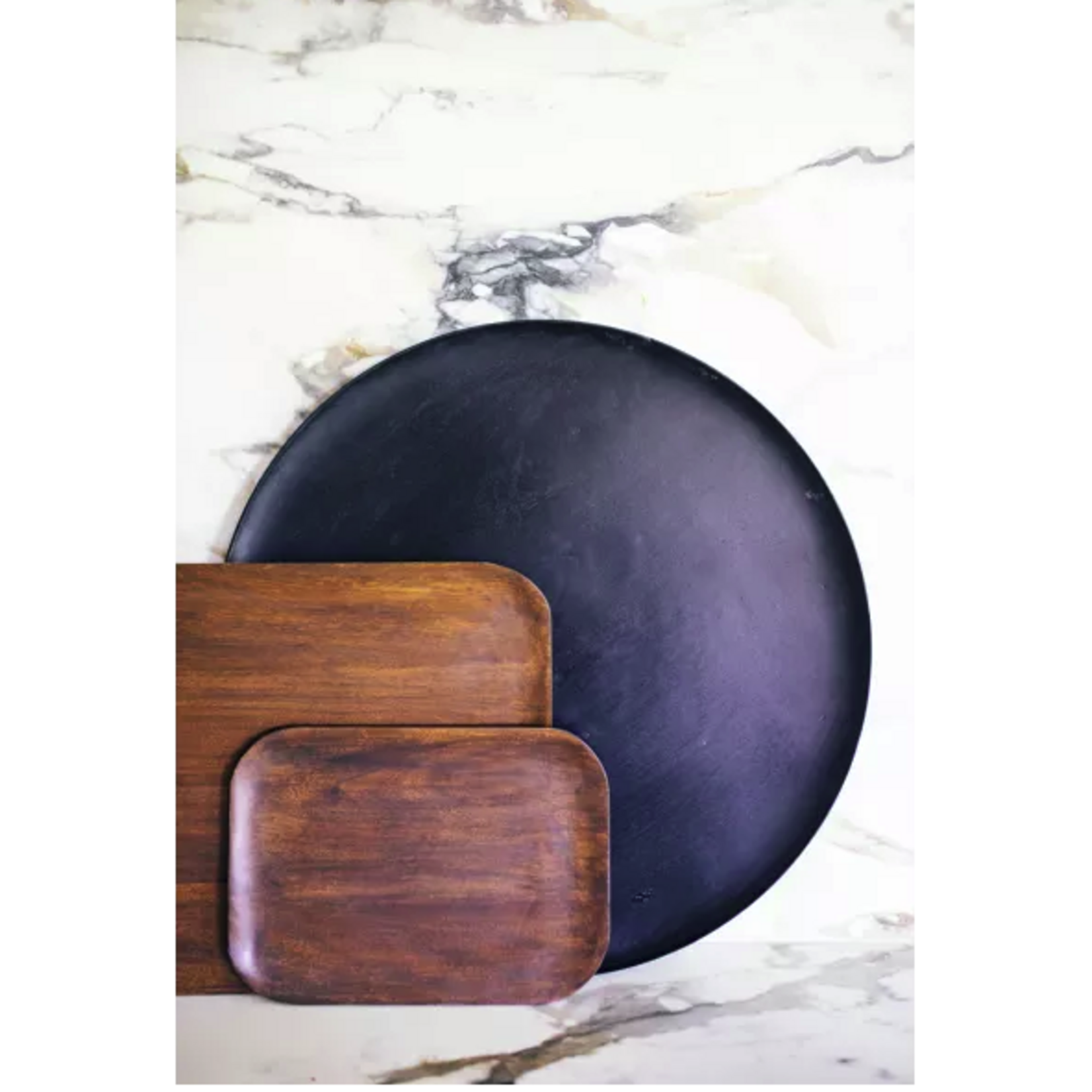 Pomax Maclear Plateau Acacia Noir Dia 50 cm