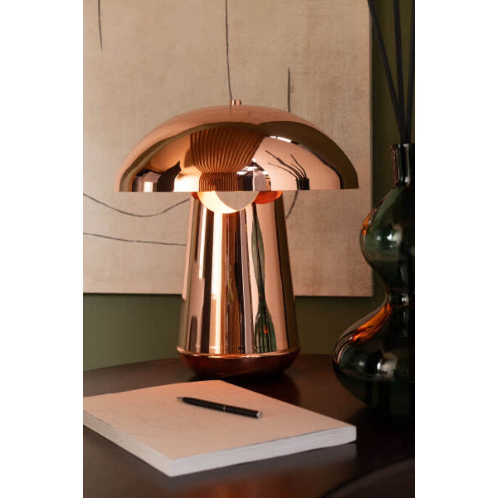 Lampe Champignon Métal Cuivré 43 cm