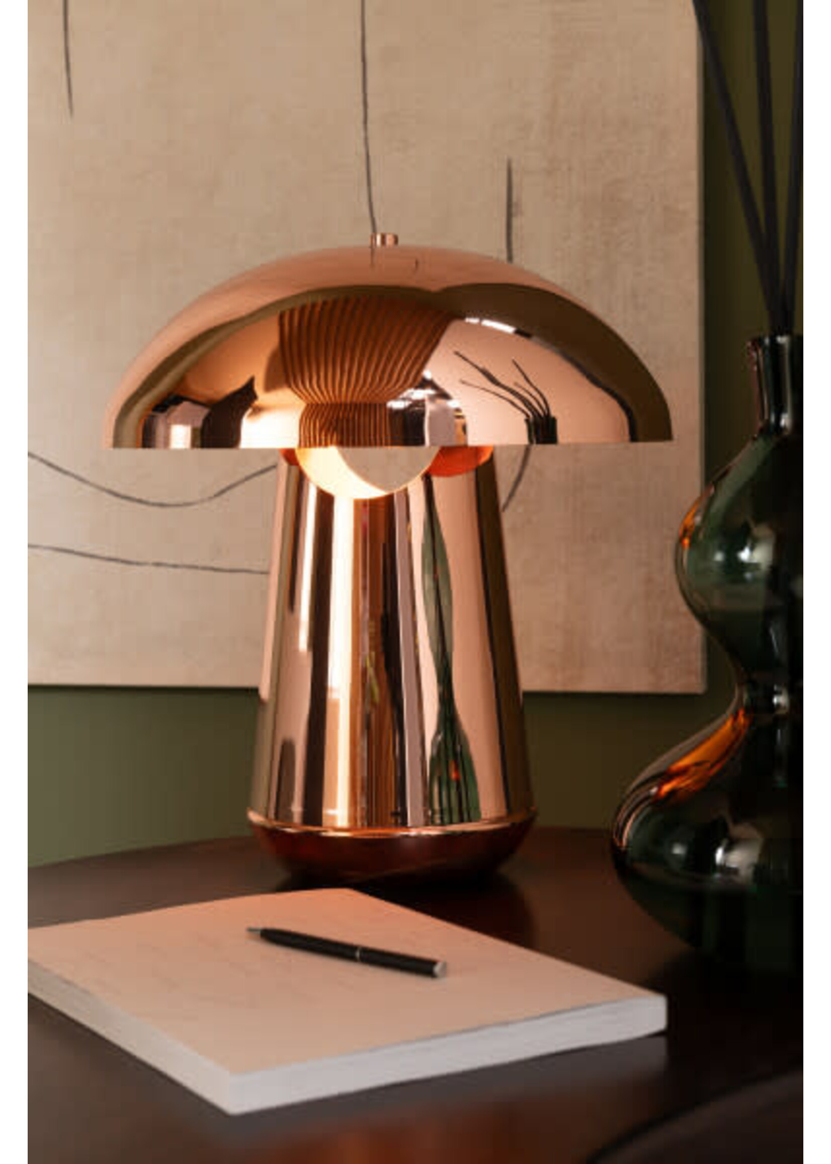 Lampe Champignon Métal Cuivré 43 cm