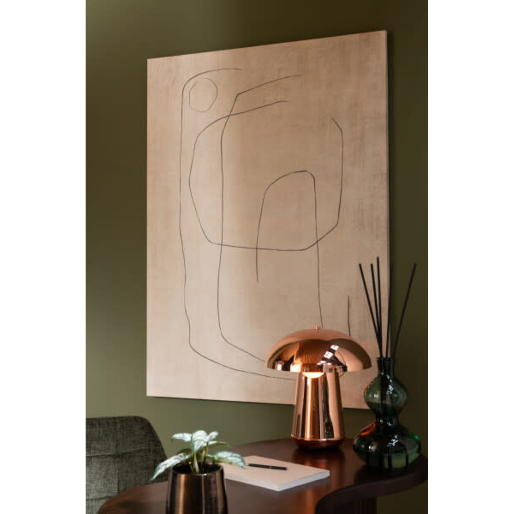 Lampe Champignon Métal Cuivré 43 cm