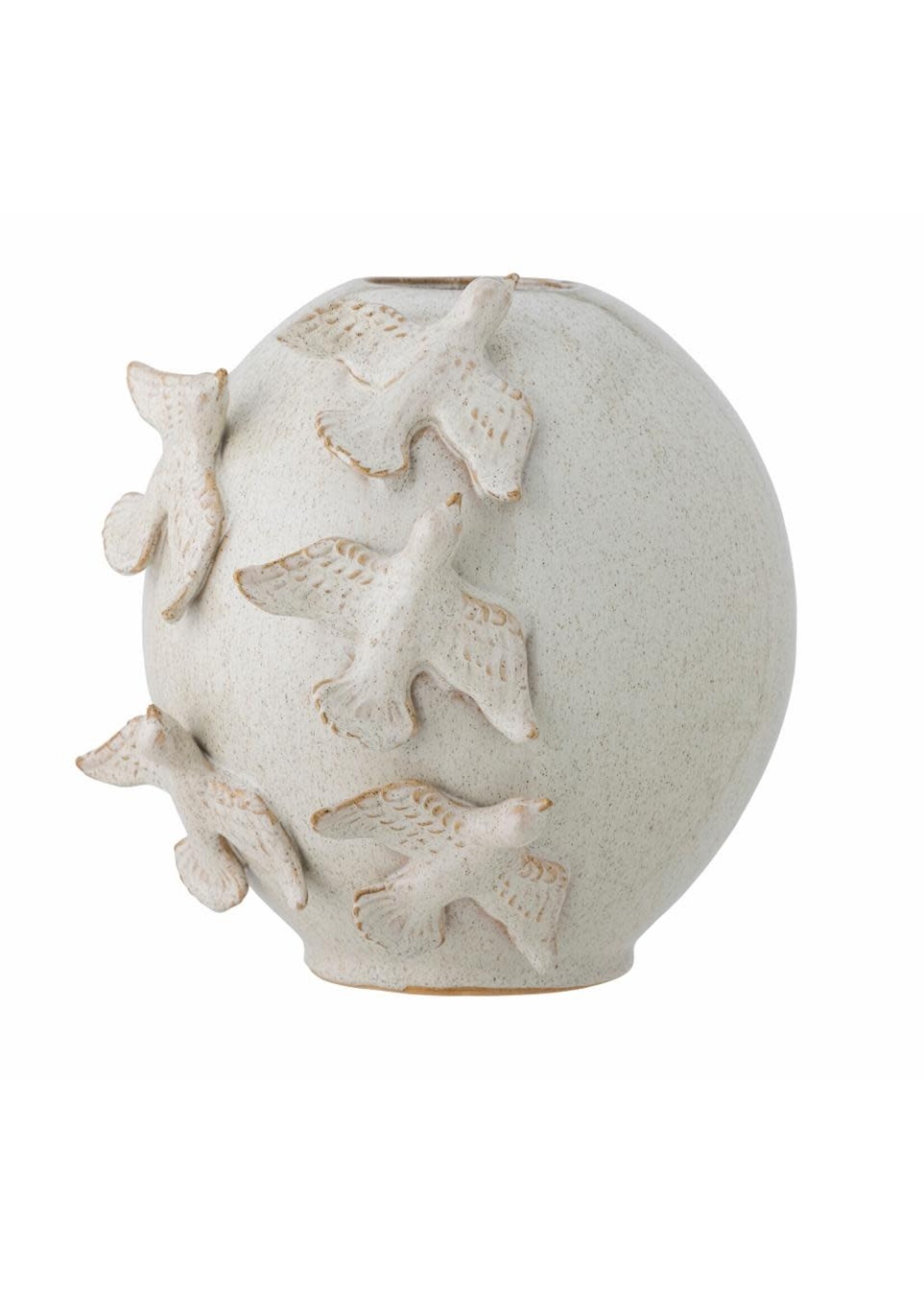 Bloomingville Abira Vase Déco Nature Grès Oiseaux 27*25 cm