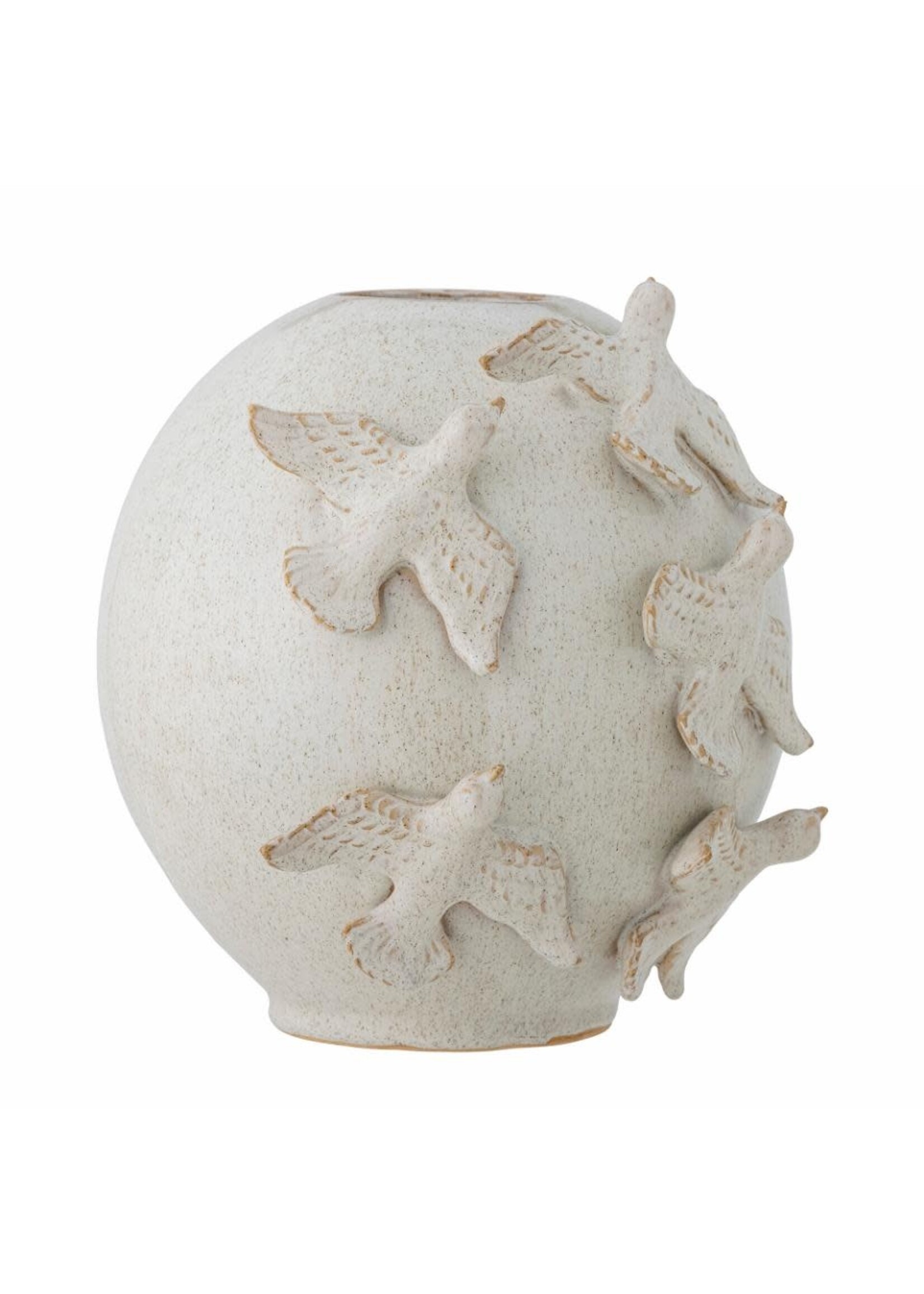 Bloomingville Abira Vase Déco Nature Grès Oiseaux 27*25 cm