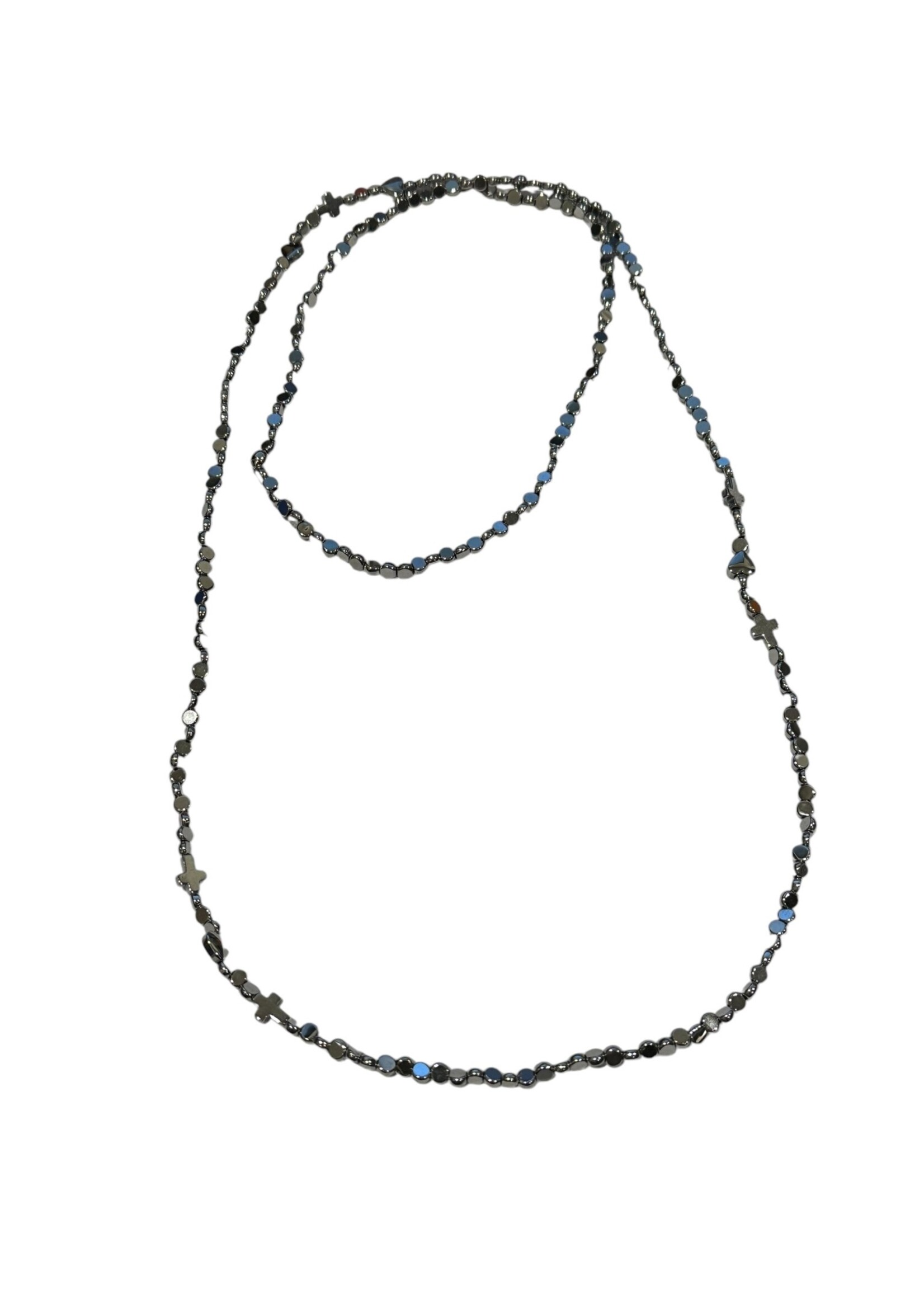 Scarlet et Lucien Sautoir Brigitte Elastique Hématites Argent