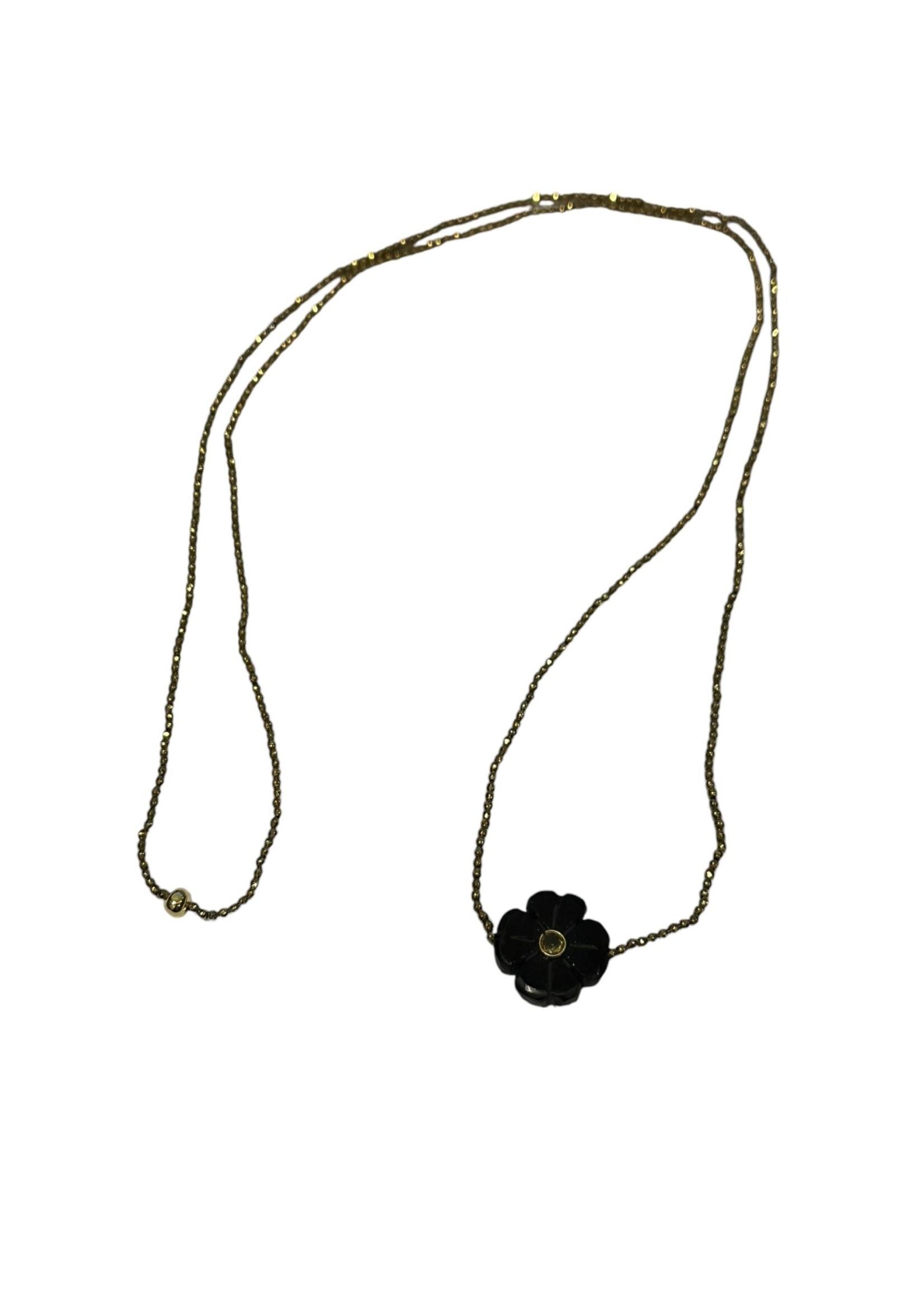 Scarlet et Lucien Sautoir Flower Elastique Hématite et Onyx