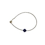 Scarlet et Lucien Bracelet Double Flower Hématite et Jade Bleu Marine