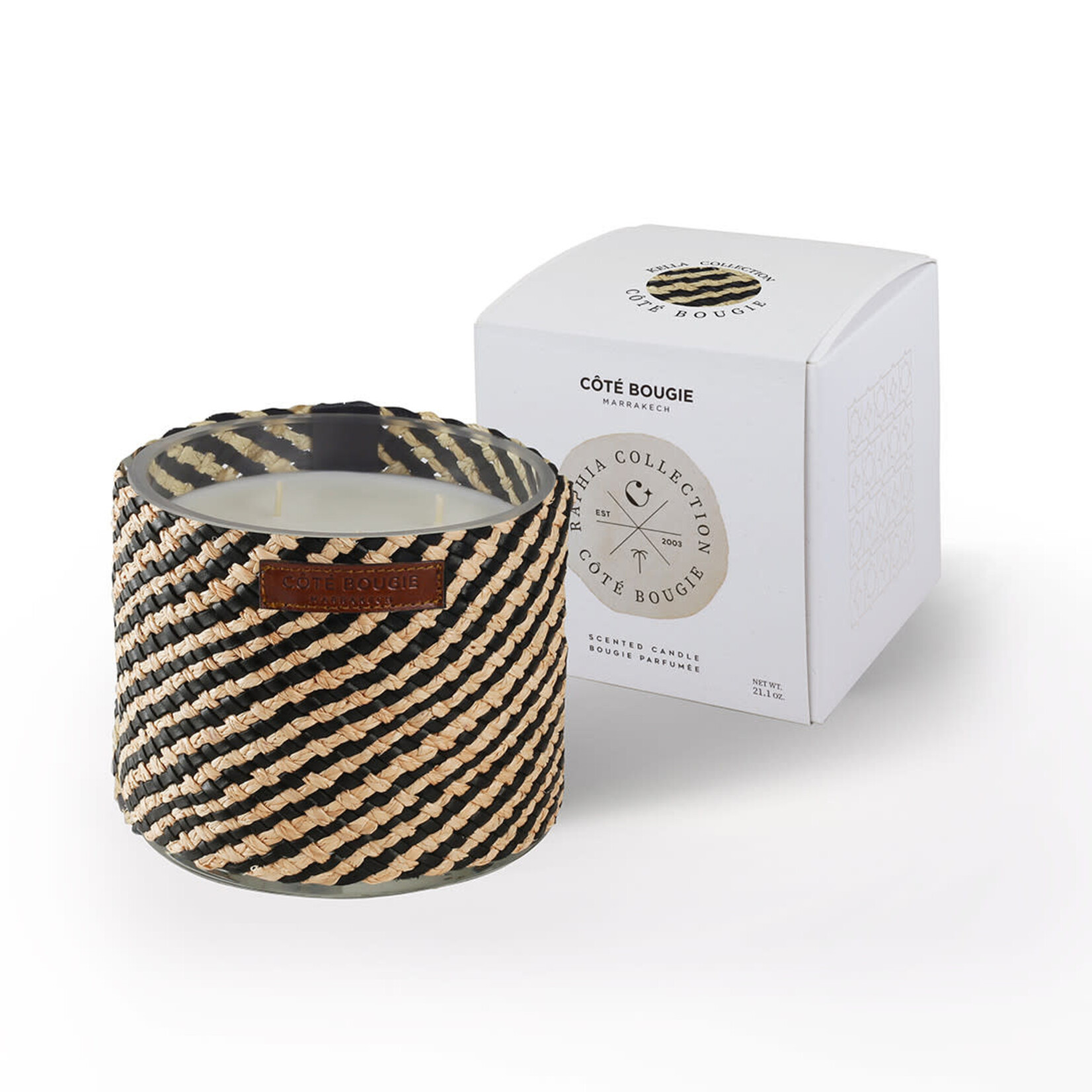 Côté Bougie Bougie Raphia et Cuir Azel Narguilé