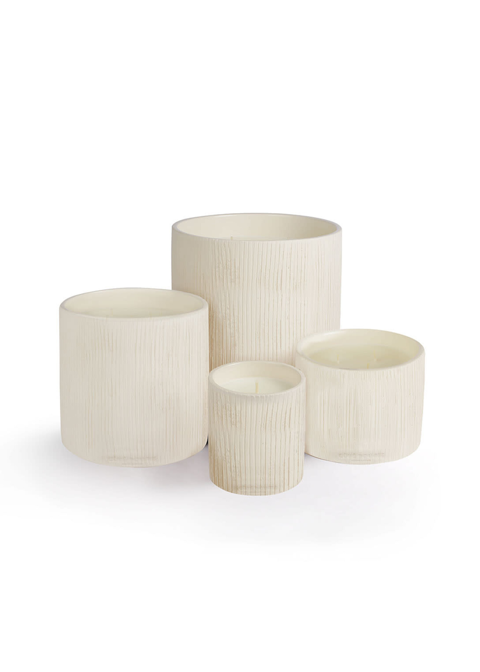 Côté Bougie Bougie Céramique Striée Blanche Fleur d'Oranger