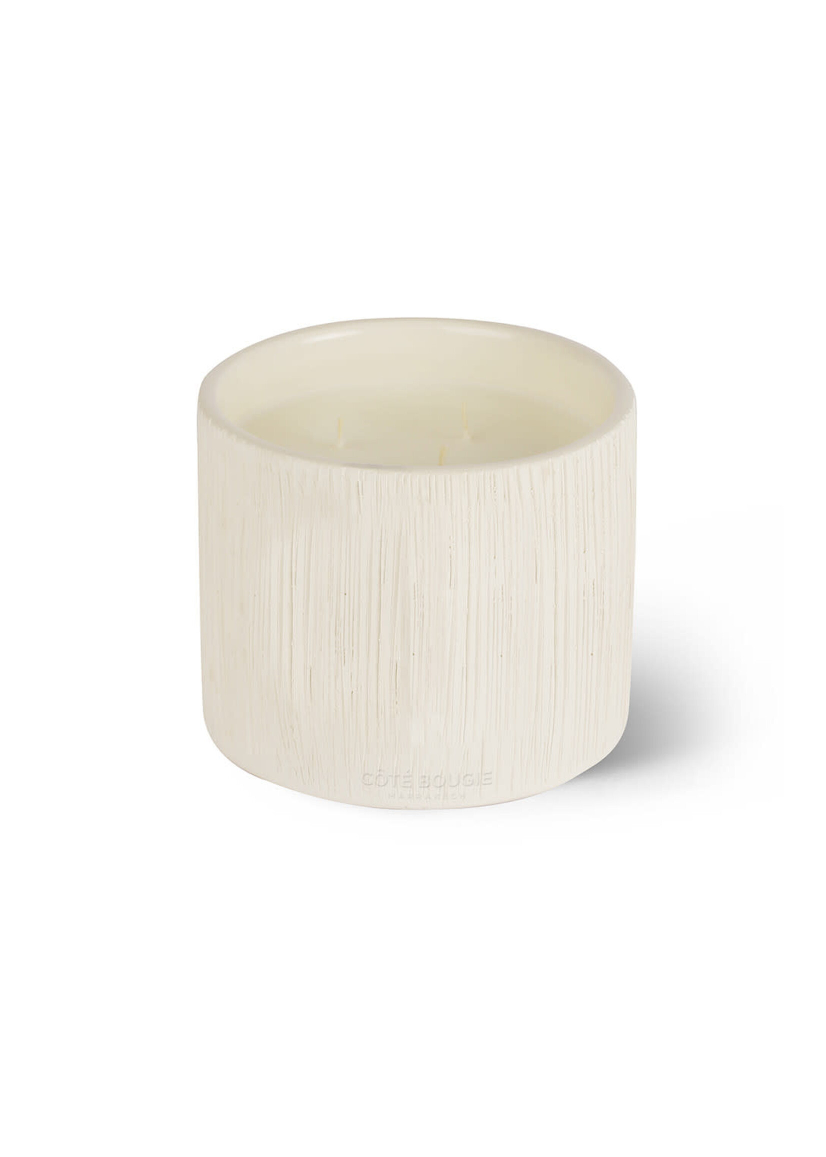 Côté Bougie Bougie Céramique Striée Blanche Fleur d'Oranger
