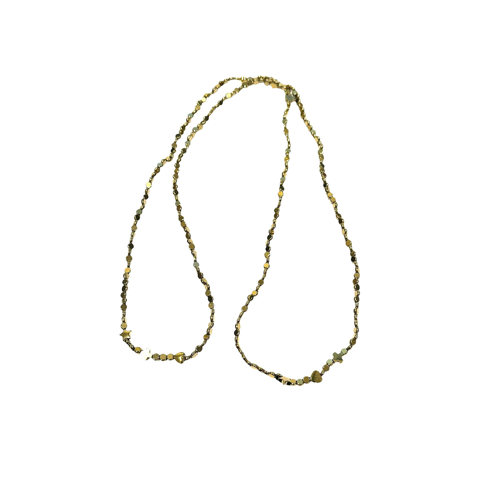 Scarlet et Lucien Sautoir Brigitte Hématites Dorées Grosses Pierres