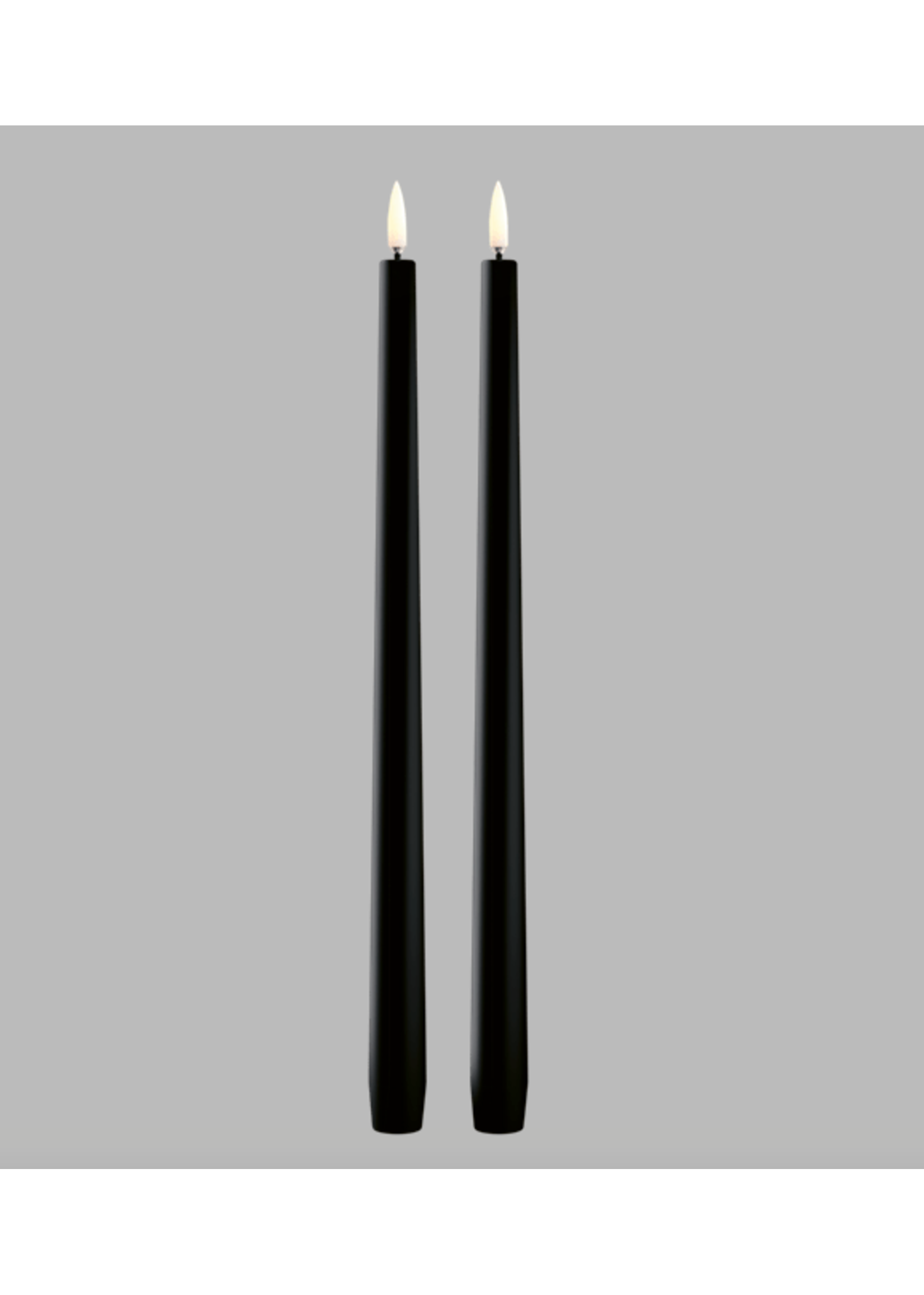 Uyuni LED Slim Taper Candle, Plain Black 32 cm Boîte de 2