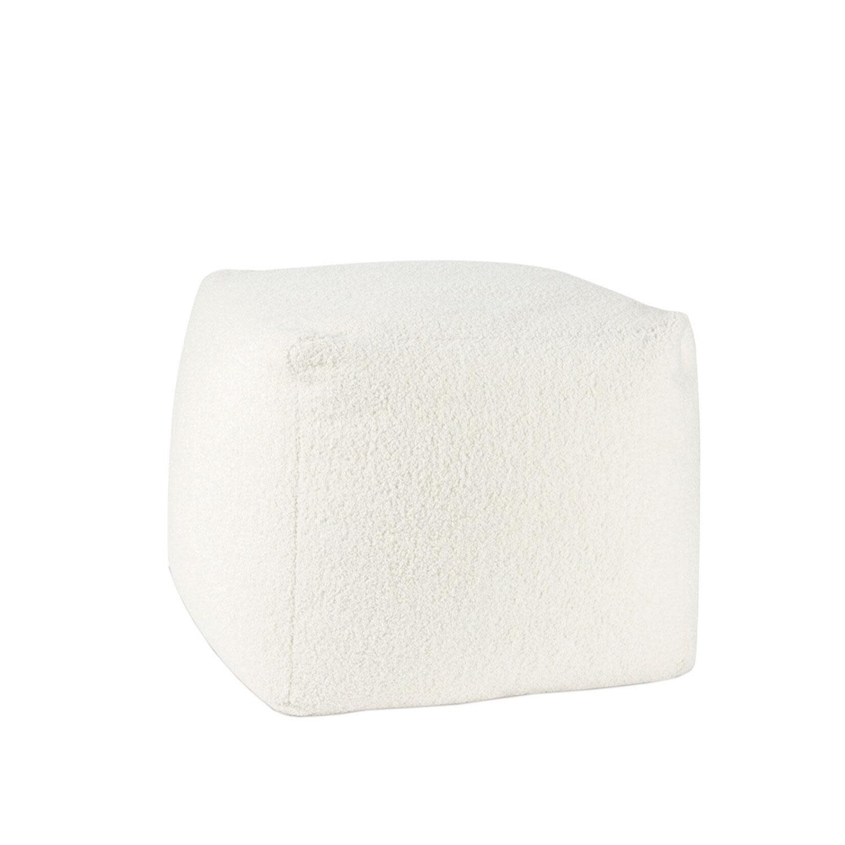 Andrea House Pouf Bouclé Blanc 50*50*40 cm Déhoussable Lavable