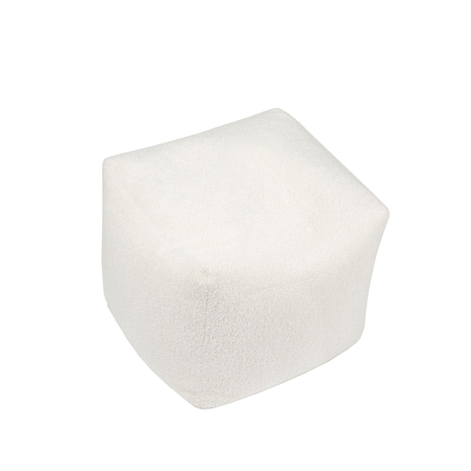 Andrea House Pouf Bouclé Blanc 50*50*40 cm Déhoussable Lavable