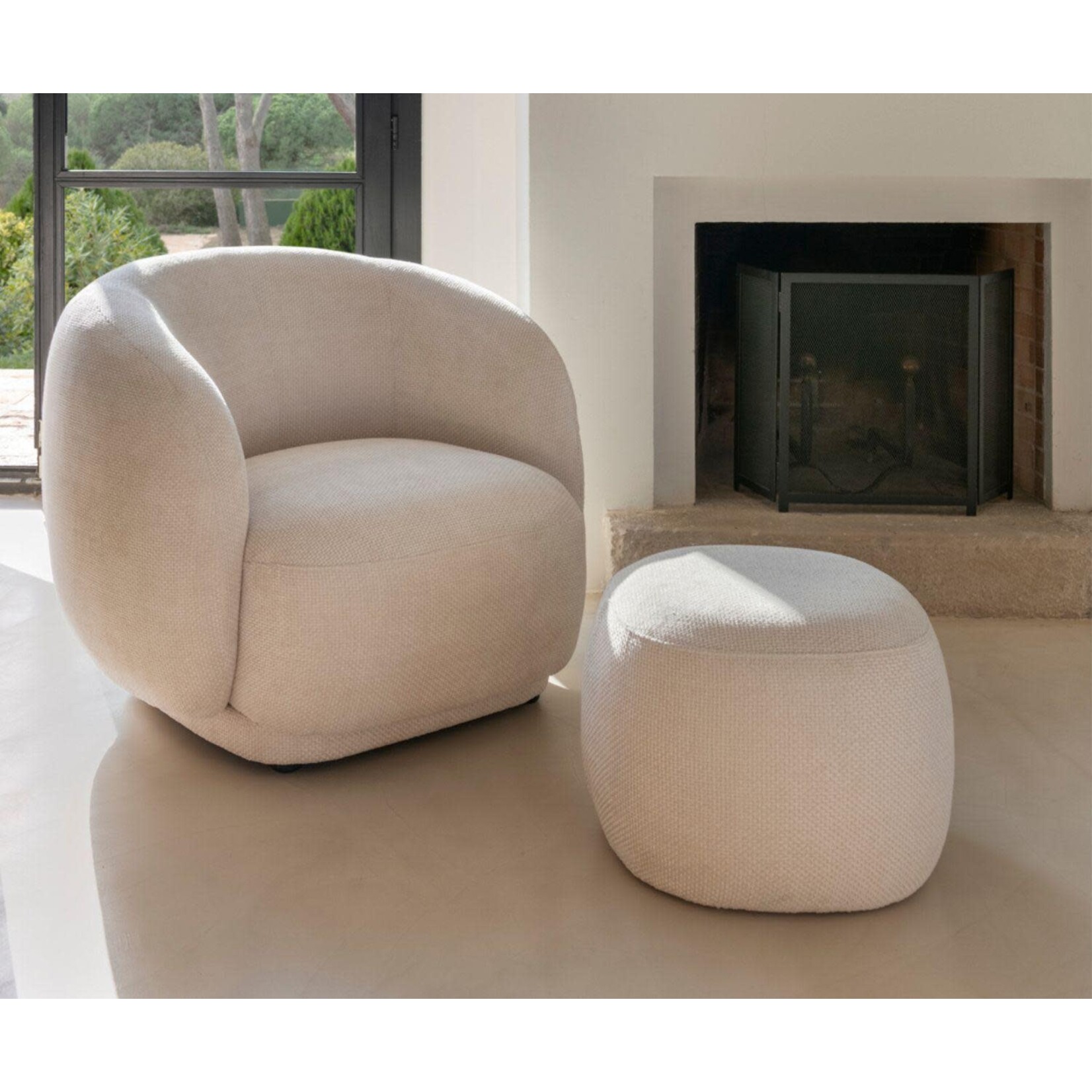 Andrea House Pouf Audry Blanc 50*50*38 cm