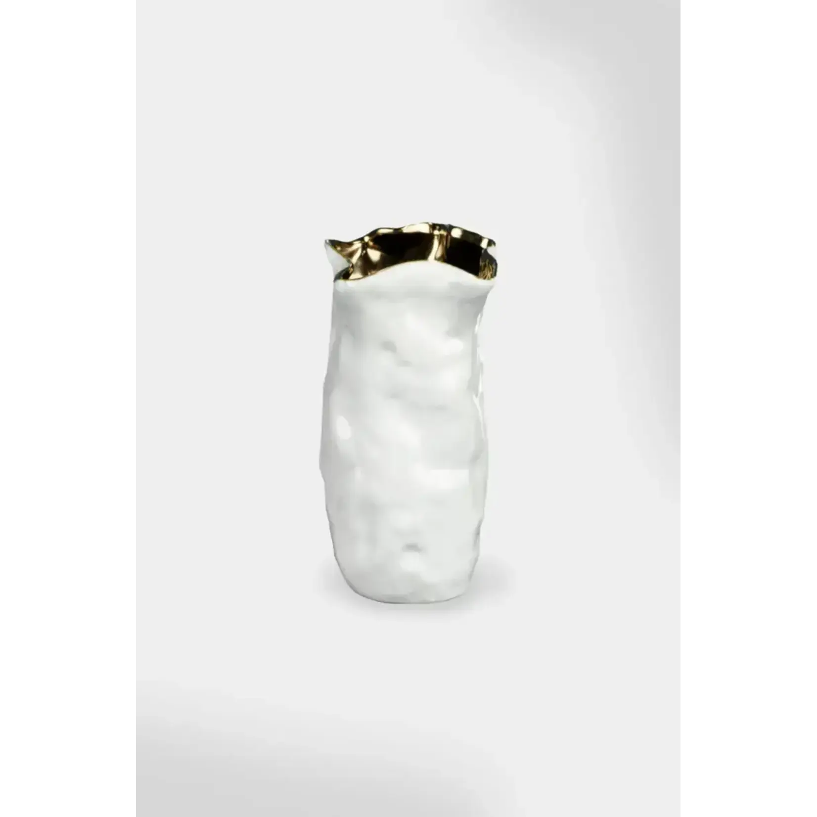 Olsson & Jensen Vase Dimple Blanc et Or