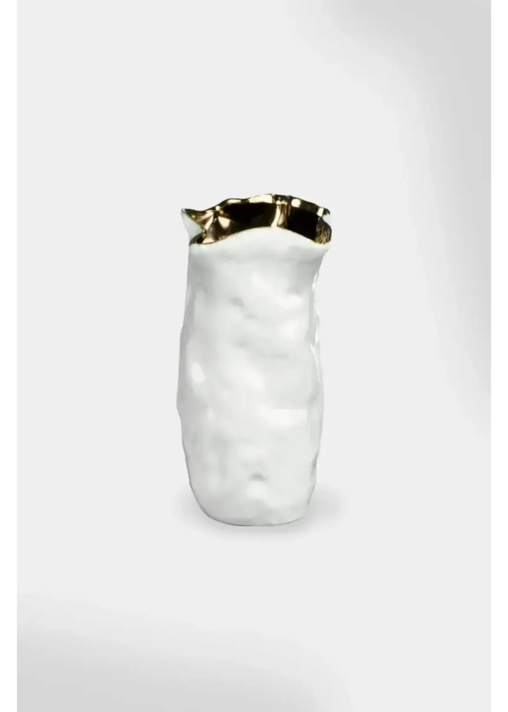 Olsson & Jensen Vase Dimple Blanc et Or