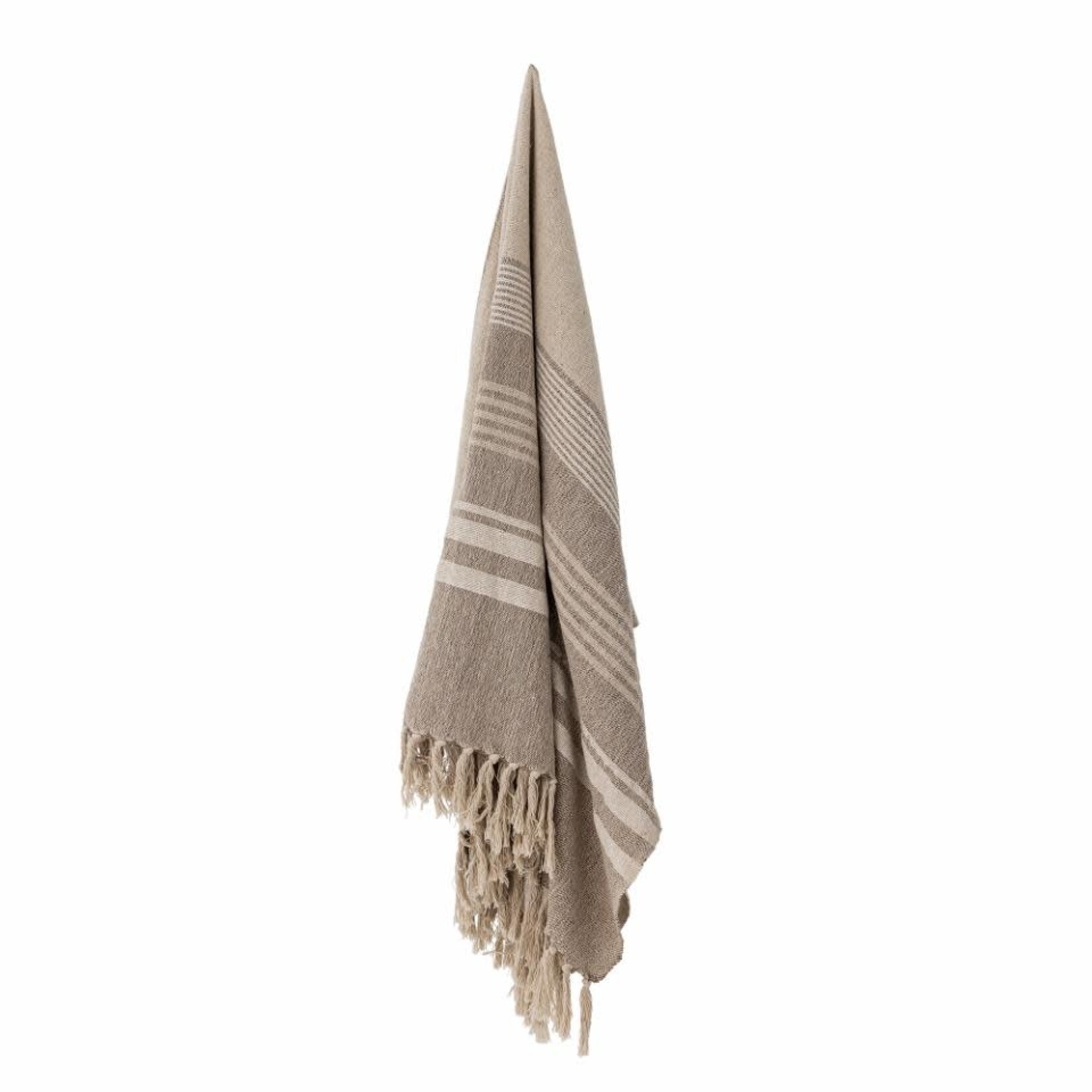 Bloomingville Lugo Plaid Coton Recyclé Marron et Naturel