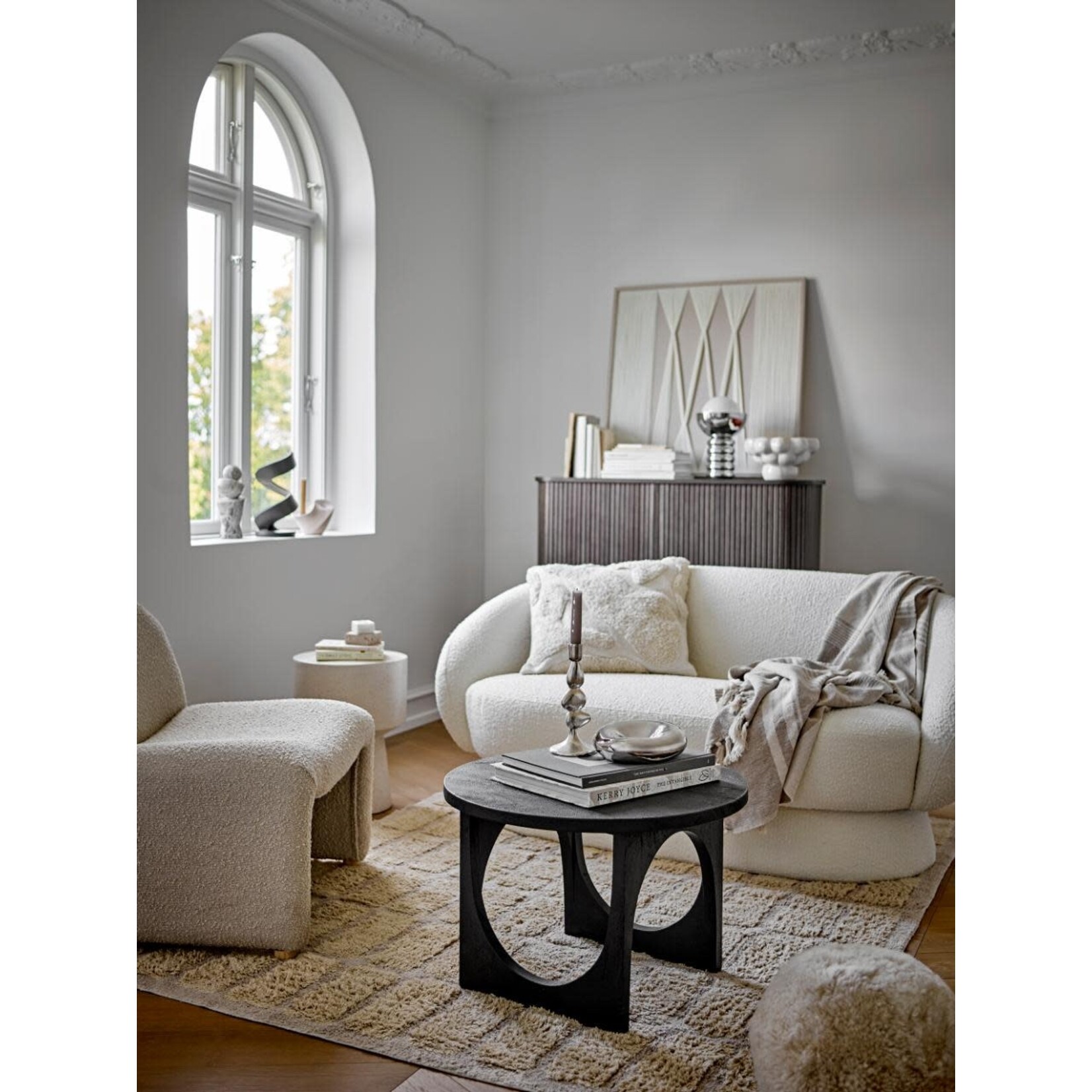 Bloomingville Lugo Plaid Coton Recyclé Marron et Naturel