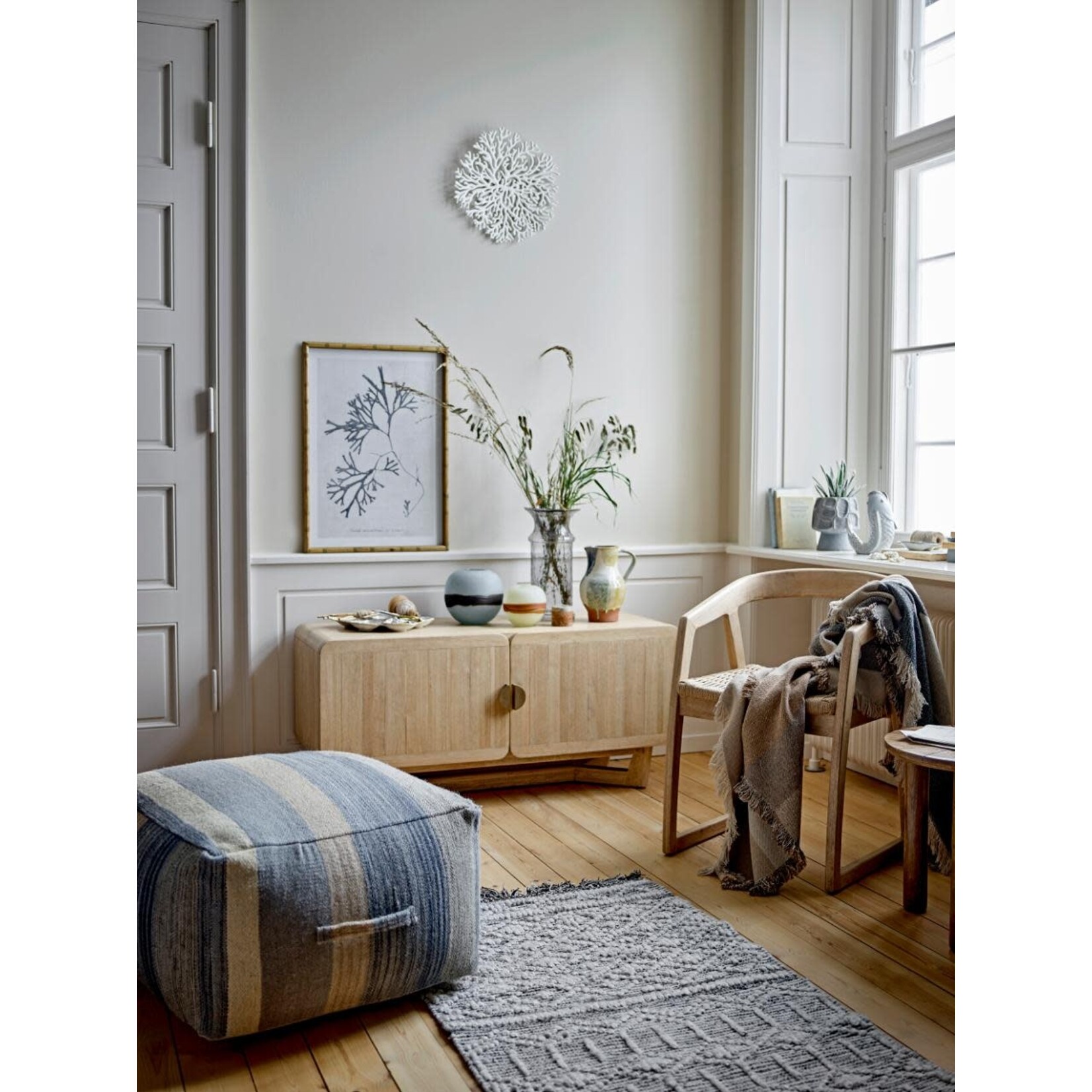 Bloomingville Sesto Pouf Laine Bleu