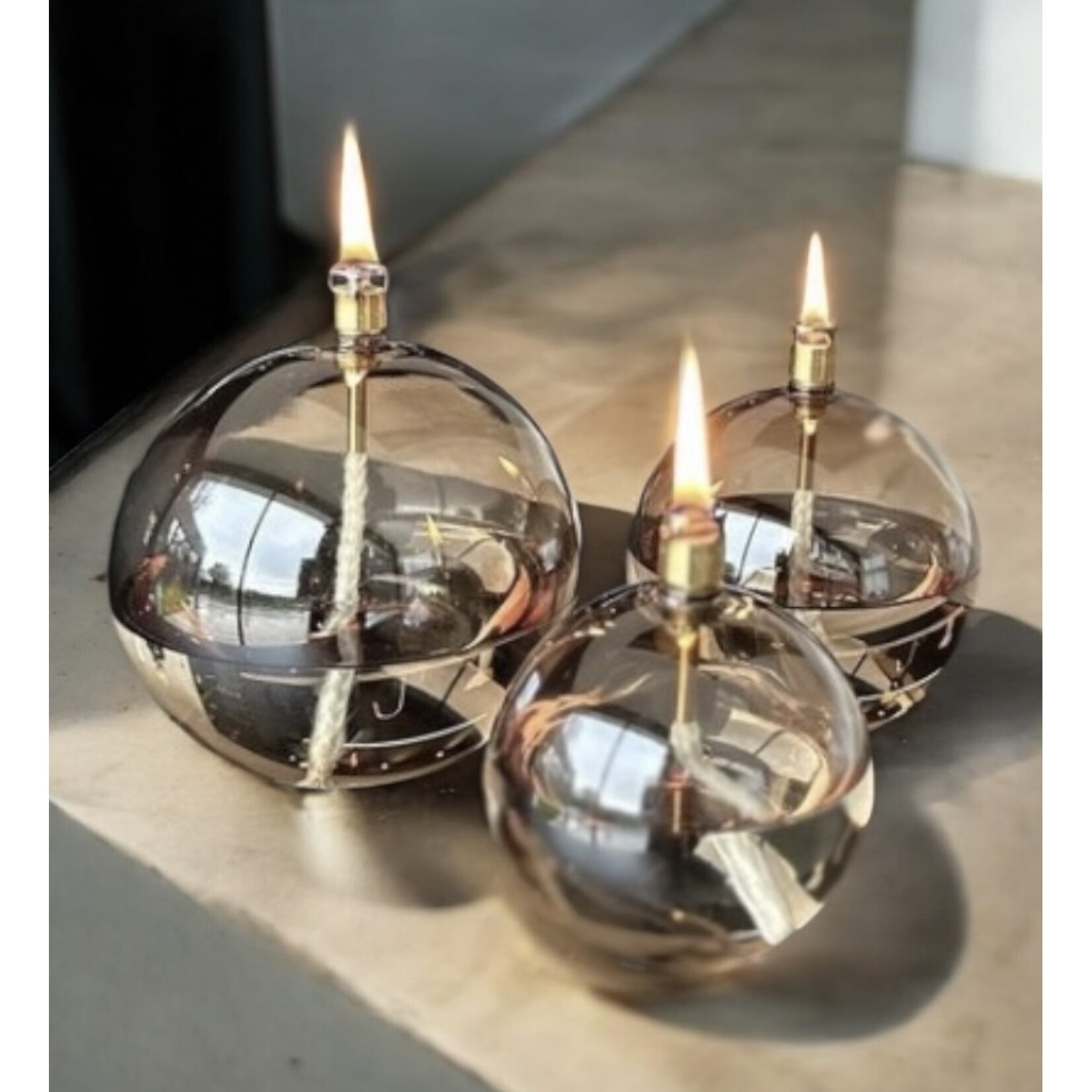 Lampe à Huile Sphère Boule Champagne