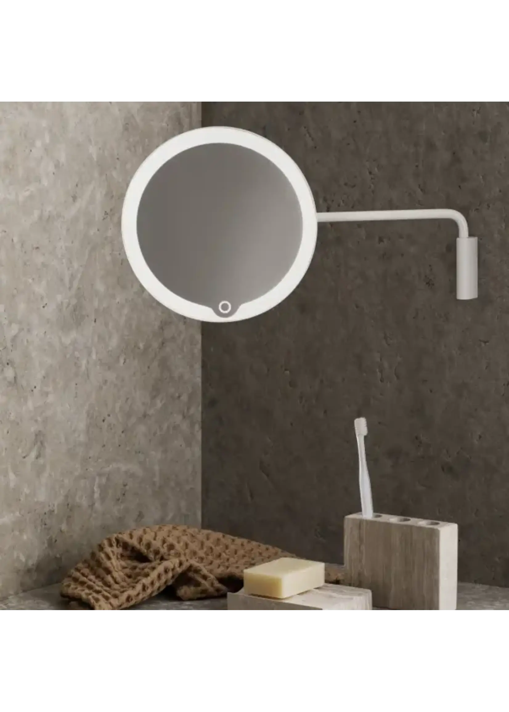 Blomus Miroir Mural Eclairé et Grossissant Modo White