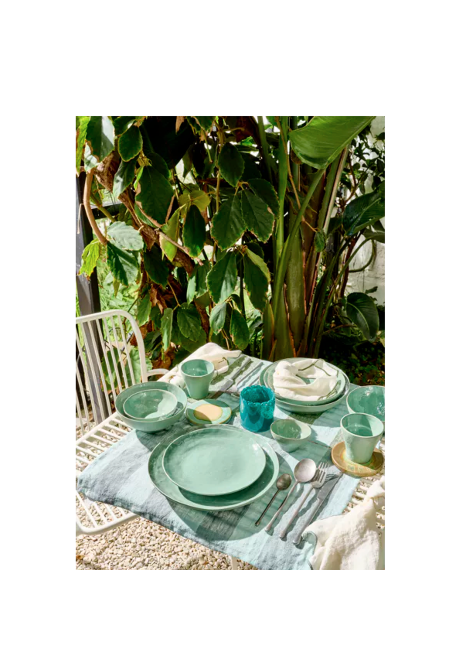 Pomax Marmoris Bol de Présentation Saladier Porcelaine Céladon 33 cm