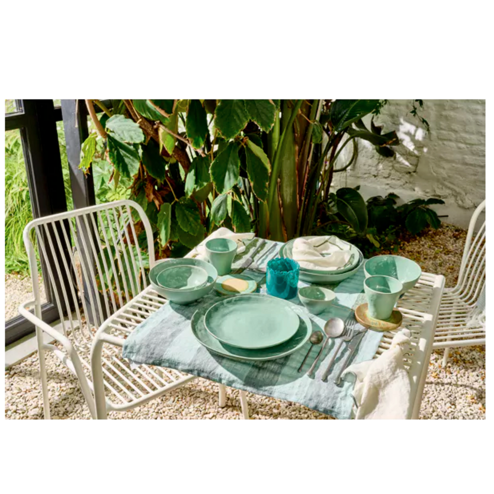 Pomax Marmoris Bol de Présentation Saladier Porcelaine Céladon 33 cm